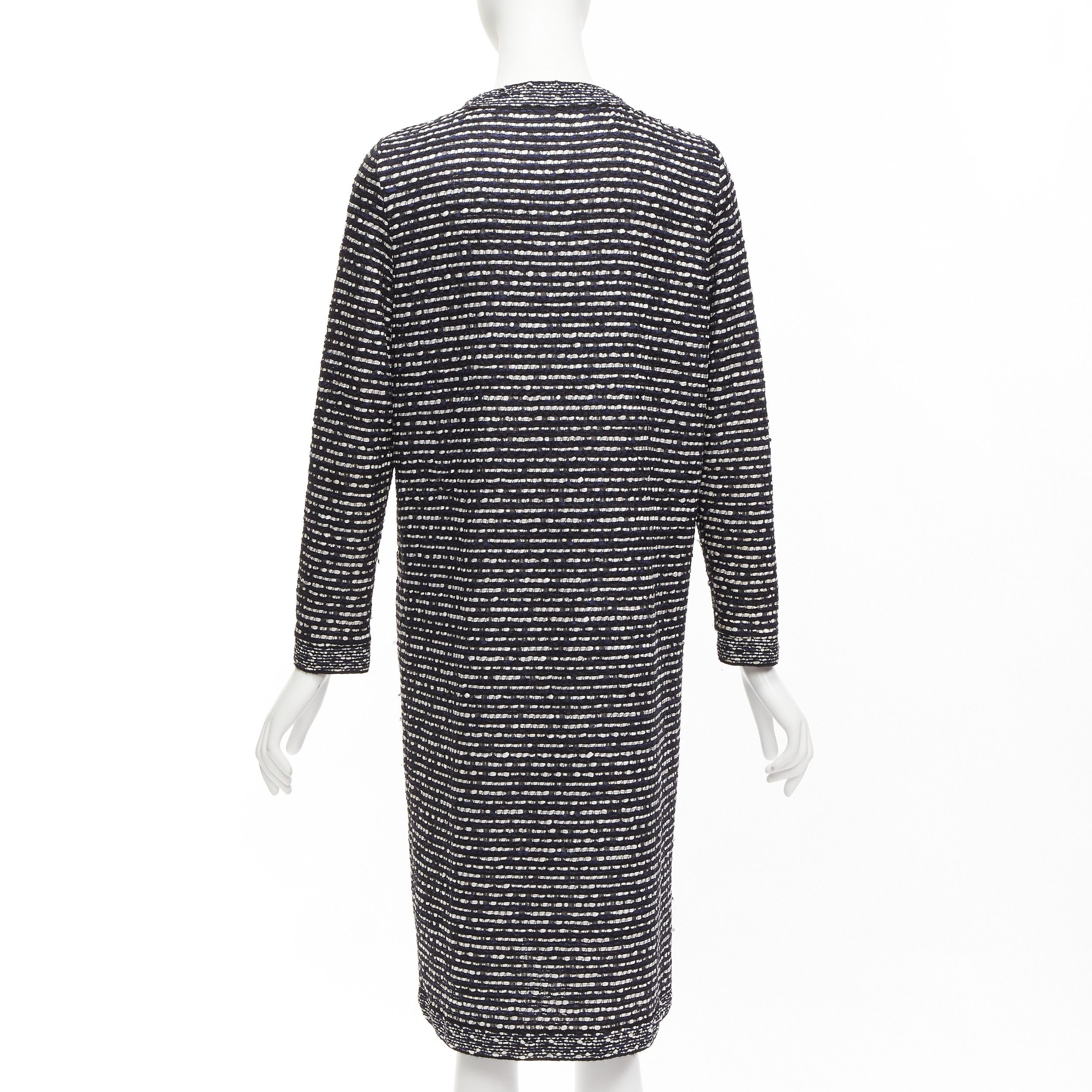 Dior CHRISTIAN DIOR navy white light weave CD logo button long coat FR42 XL Size L / US 10 / IT 46 - 6 Thumbnail
