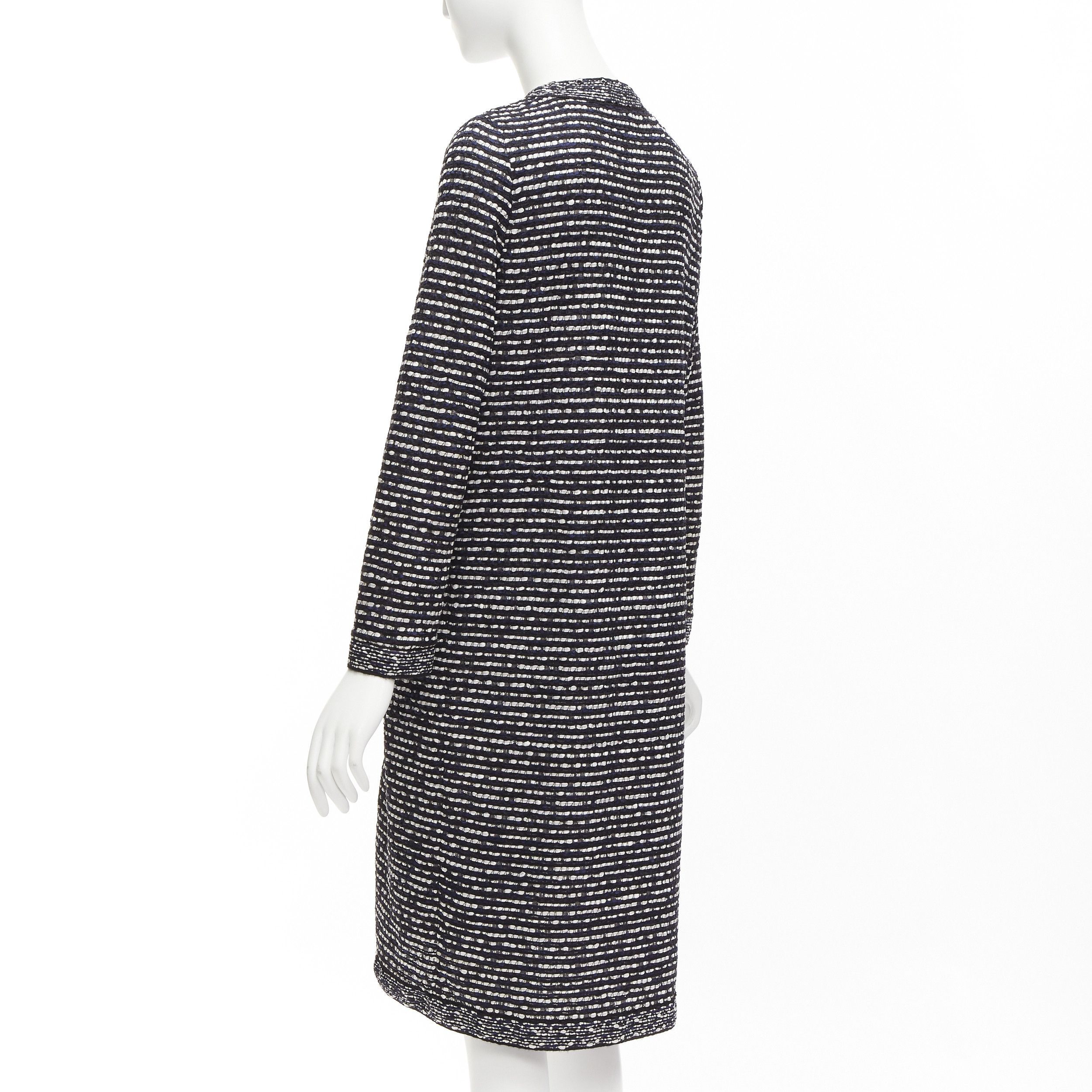 Dior CHRISTIAN DIOR navy white light weave CD logo button long coat FR42 XL Size L / US 10 / IT 46 - 7 Thumbnail