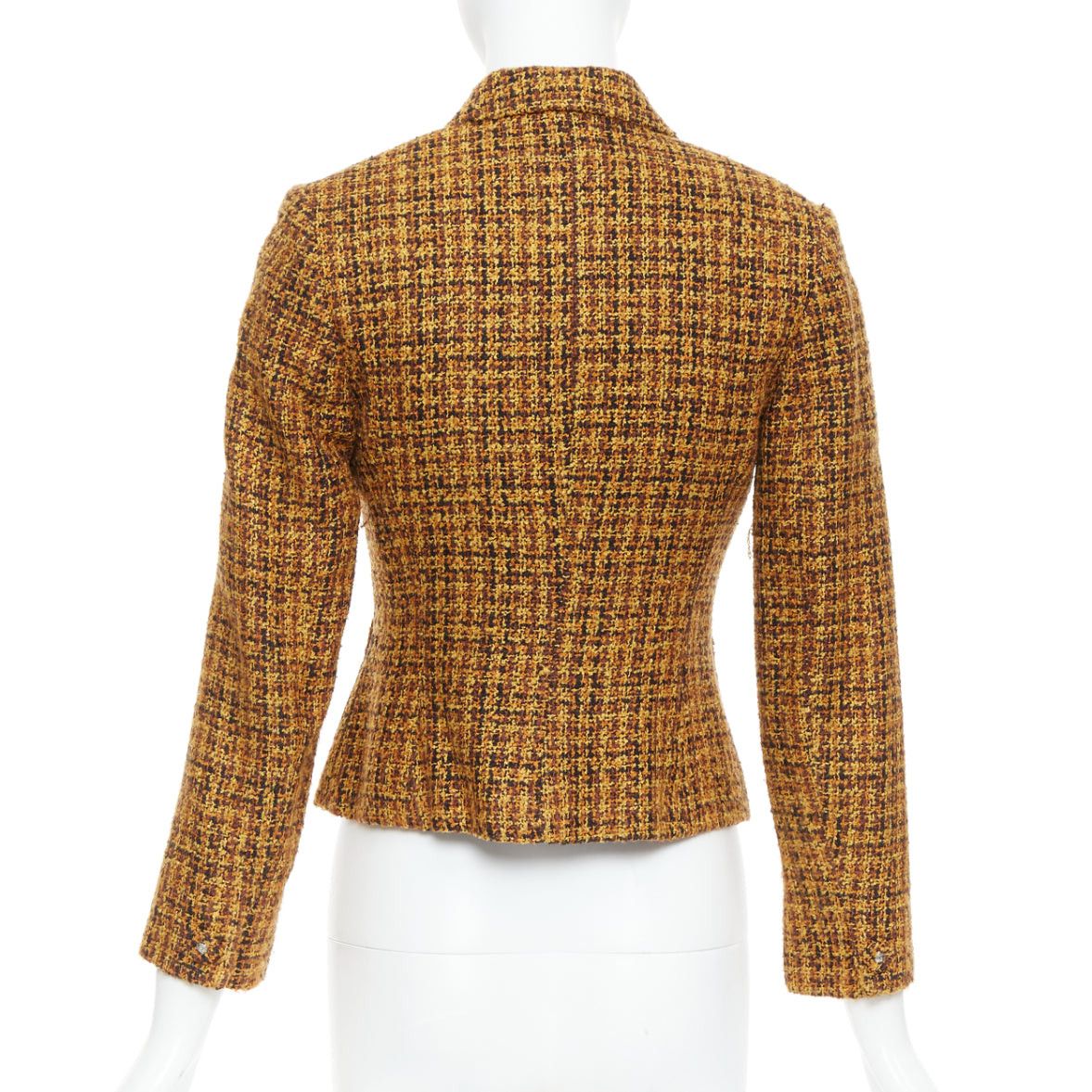 Versace VERSACE Jeans Couture Vintage yellow tweed Medusa button cropped blazer jacket IT38 XS Size XS / US 0-2 / IT 36-38 - 6 Thumbnail