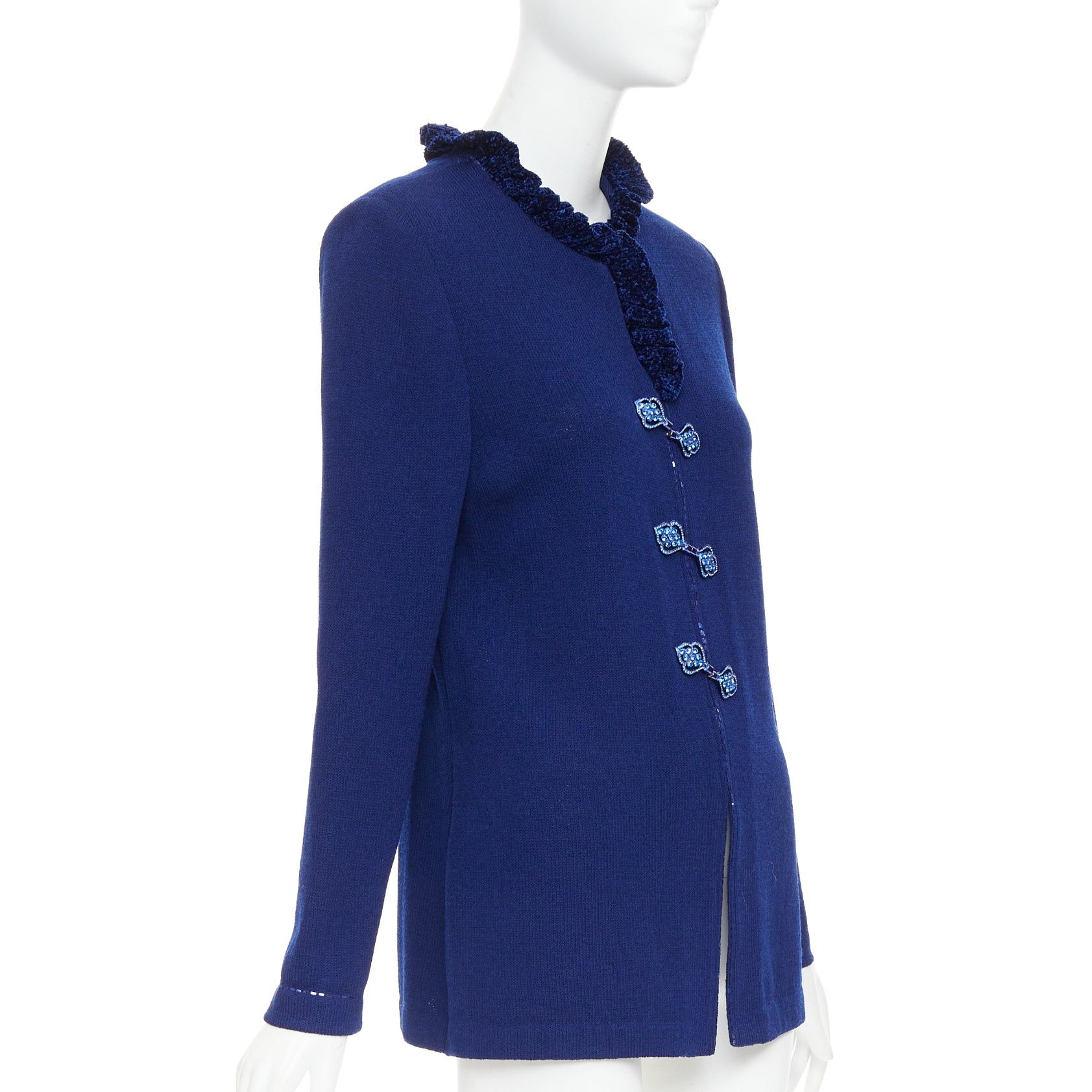 Other ST JOHN Evening Vintage royal blue crystal chinoiserie cardigan coat US10 XL Size L / US 10 / IT 46 - 4 Thumbnail