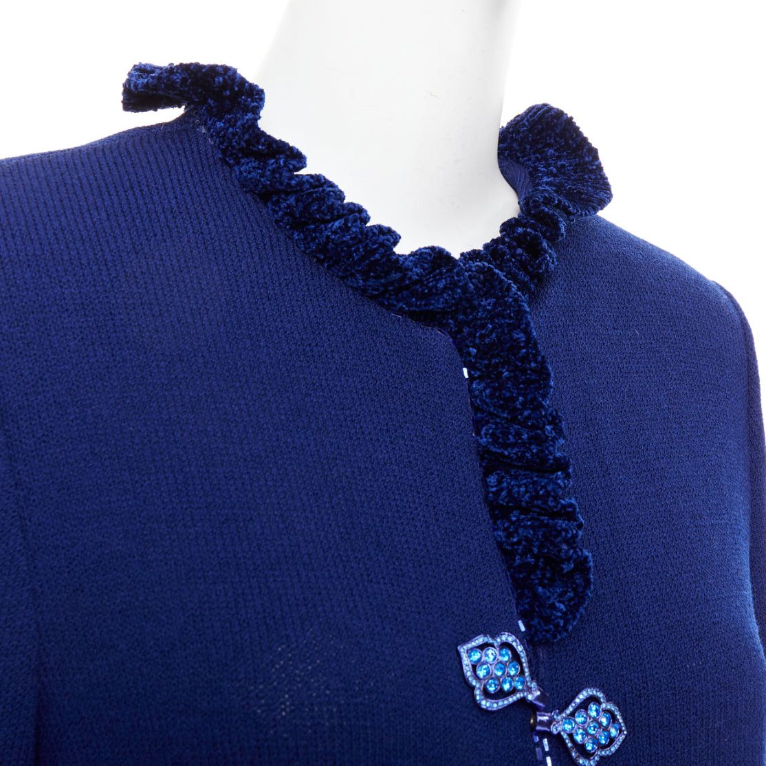 Other ST JOHN Evening Vintage royal blue crystal chinoiserie cardigan coat US10 XL Size L / US 10 / IT 46 - 8 Thumbnail