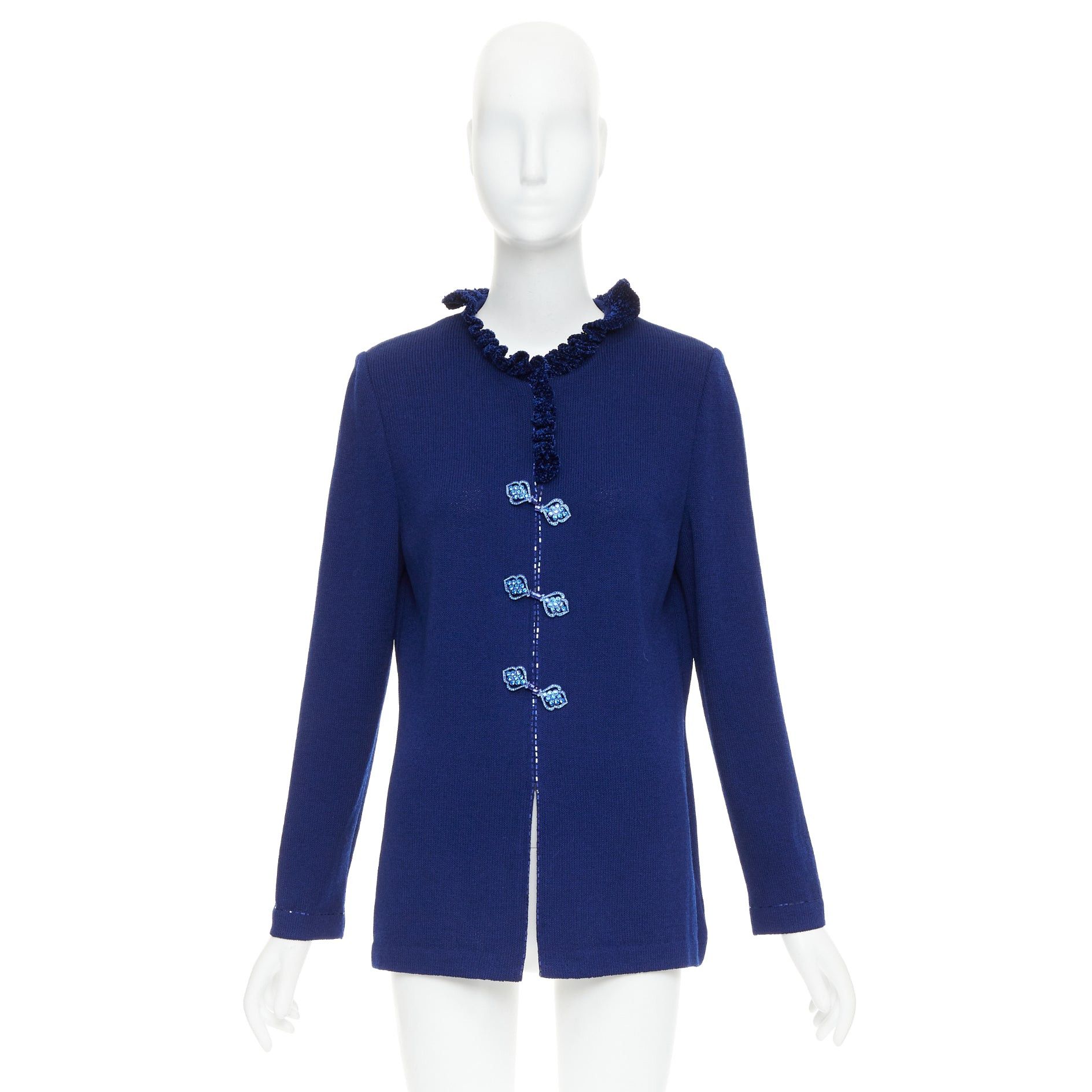 Other ST JOHN Evening Vintage royal blue crystal chinoiserie cardigan coat US10 XL Size L / US 10 / IT 46 - 10 Thumbnail