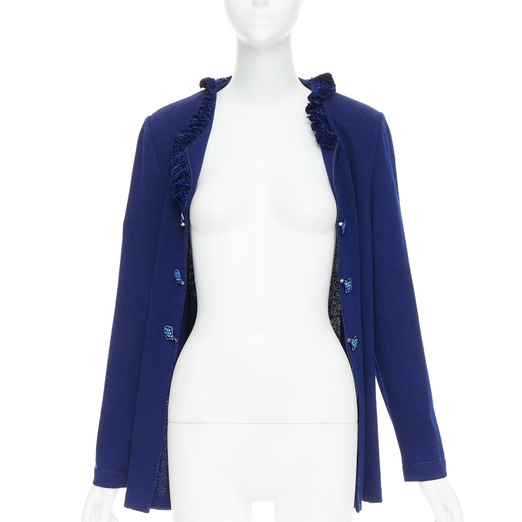 Other ST JOHN Evening Vintage royal blue crystal chinoiserie cardigan coat US10 XL Size L / US 10 / IT 46 - 3 Thumbnail