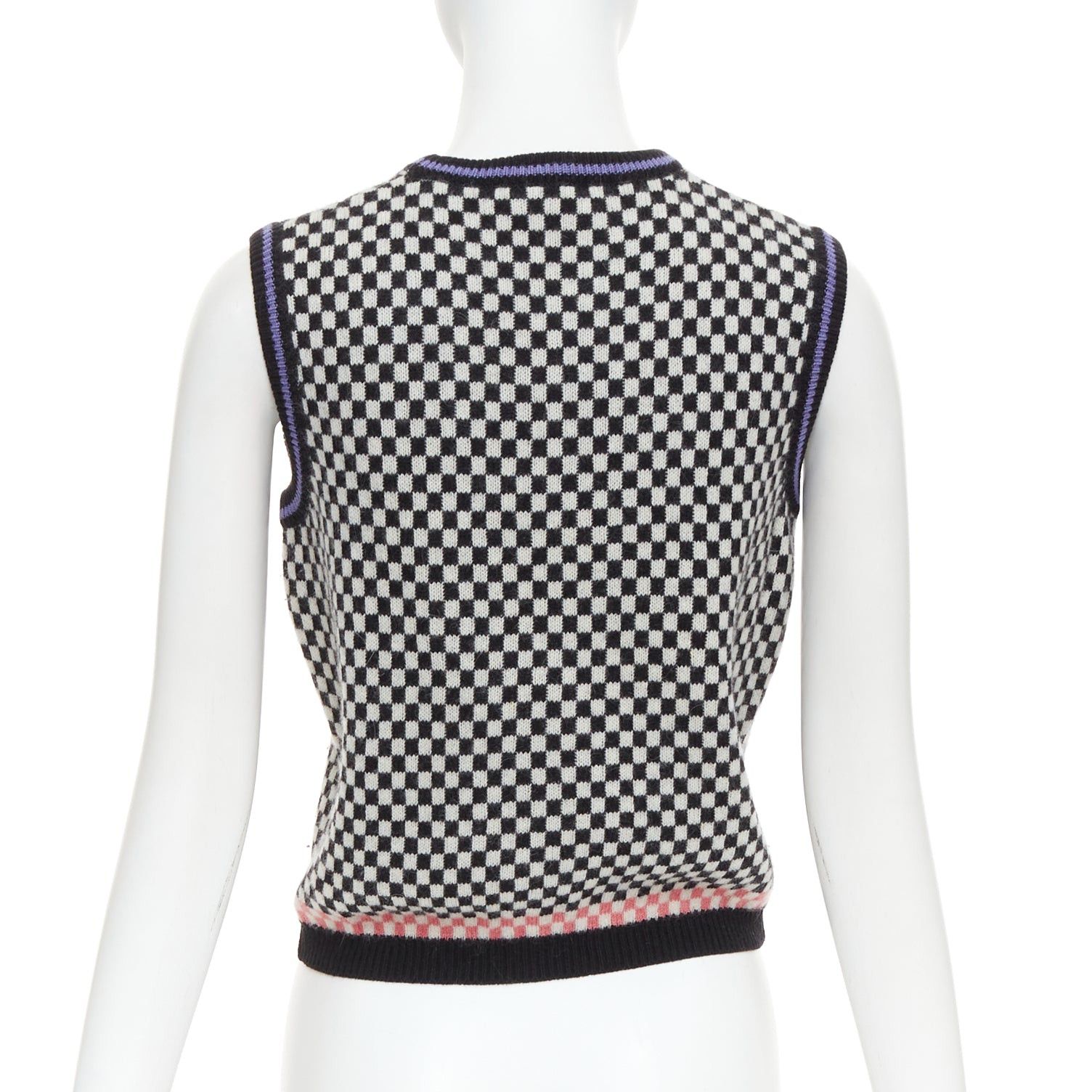 Versace GIANNI VERSACE Vintage black white checkered cropped sweater vest Size S / US 4 / IT 40 - 5 Thumbnail