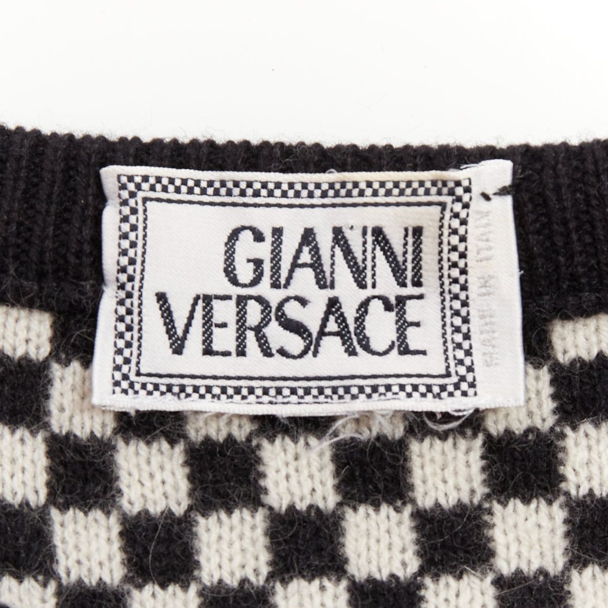 Versace GIANNI VERSACE Vintage black white checkered cropped sweater vest Size S / US 4 / IT 40 - 8 Thumbnail