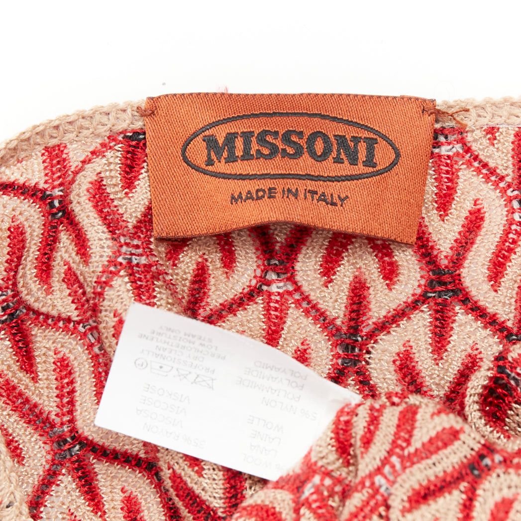 Missoni MISSONI red brown wool blend signature chevron contrast knit poncho sweater Size M / US 6-8 / IT 42-44 - 8 Thumbnail