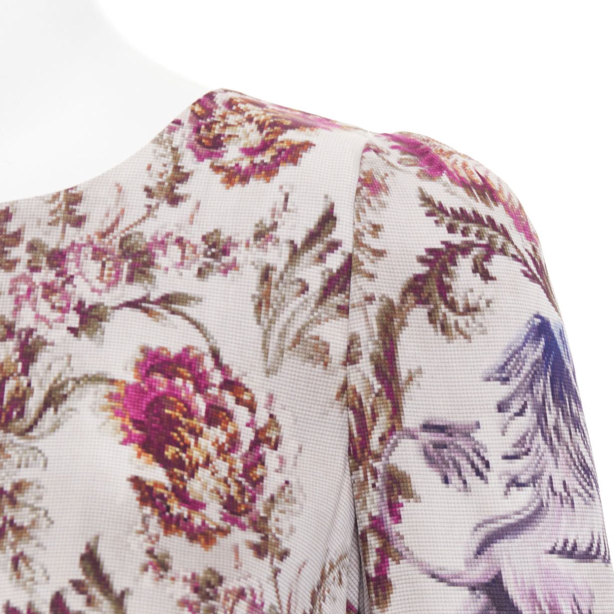 Dolce & Gabbana DOLCE GABBANA purple grey silk Barocco flower print sheath dress IT42 M Size M / US 6-8 / IT 42-44 - 7 Thumbnail