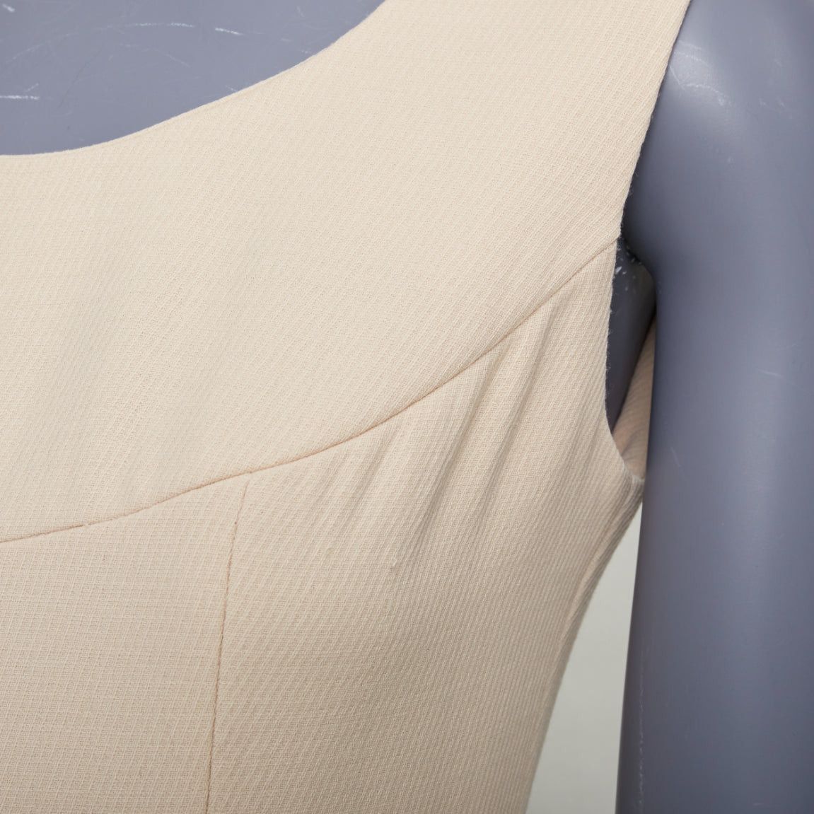 Dolce & Gabbana DOLCE GABBANA 1990s Vintage cream wool twill minimal contour seam dress IT40 M Size S / US 4 / IT 40 - 2 Thumbnail