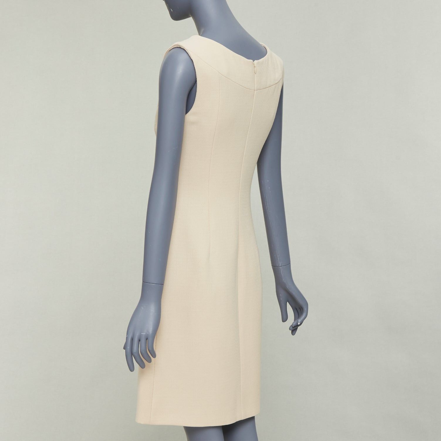 Dolce & Gabbana DOLCE GABBANA 1990s Vintage cream wool twill minimal contour seam dress IT40 M Size S / US 4 / IT 40 - 6 Thumbnail