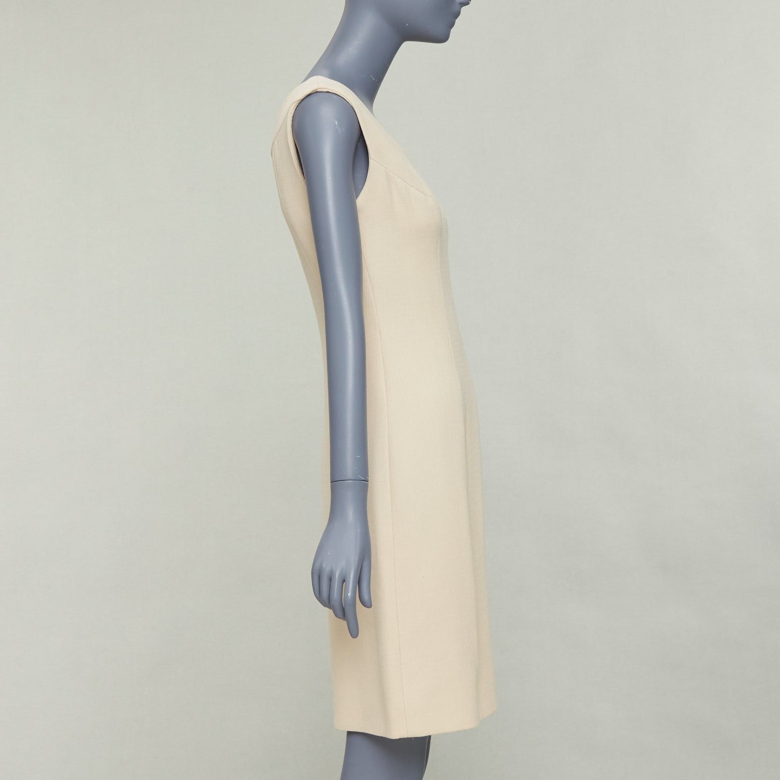 Dolce & Gabbana DOLCE GABBANA 1990s Vintage cream wool twill minimal contour seam dress IT40 M Size S / US 4 / IT 40 - 4 Thumbnail
