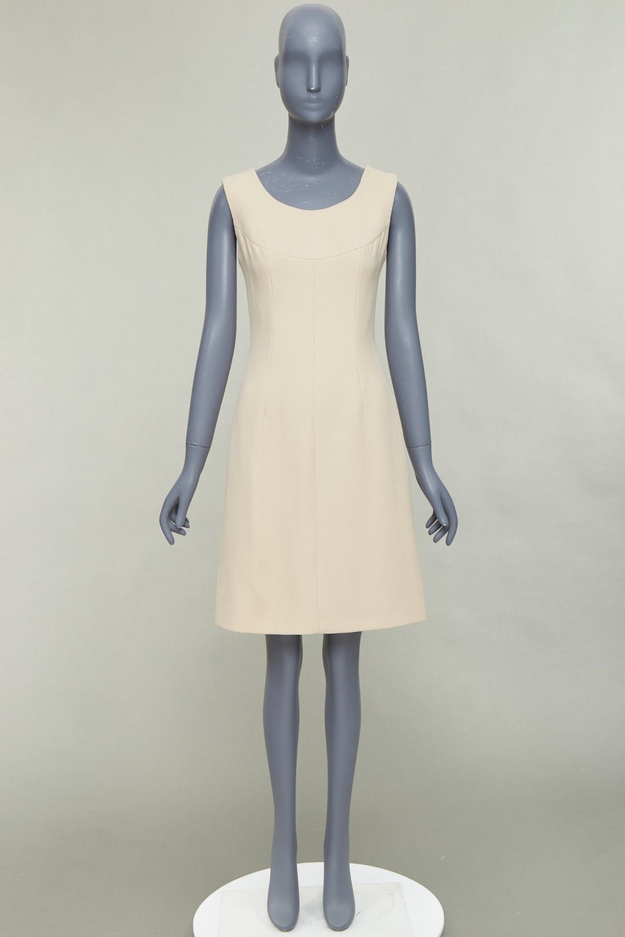 Dolce & Gabbana DOLCE GABBANA 1990s Vintage cream wool twill minimal contour seam dress IT40 M Size S / US 4 / IT 40 - 9 Thumbnail
