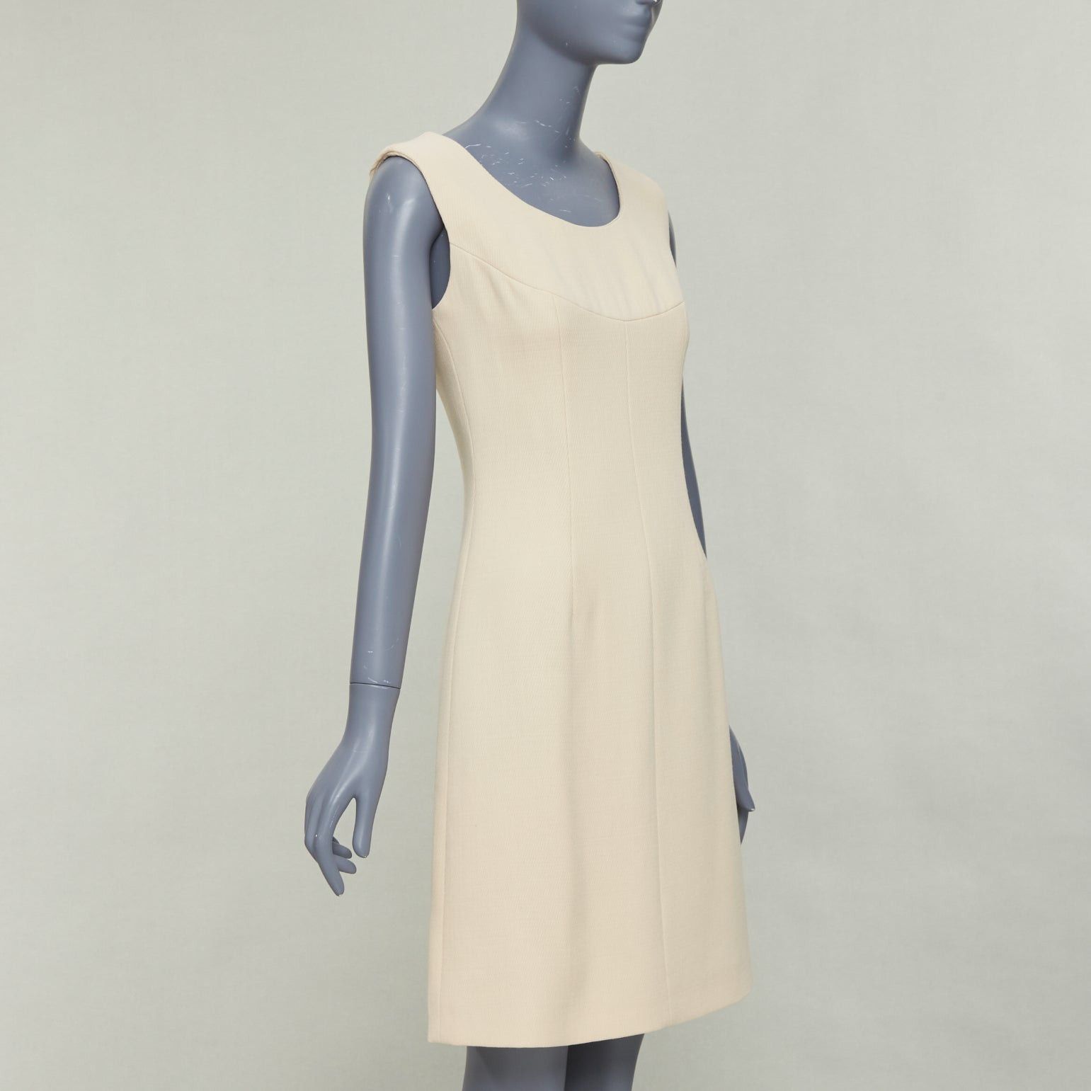 Dolce & Gabbana DOLCE GABBANA 1990s Vintage cream wool twill minimal contour seam dress IT40 M Size S / US 4 / IT 40 - 3 Thumbnail