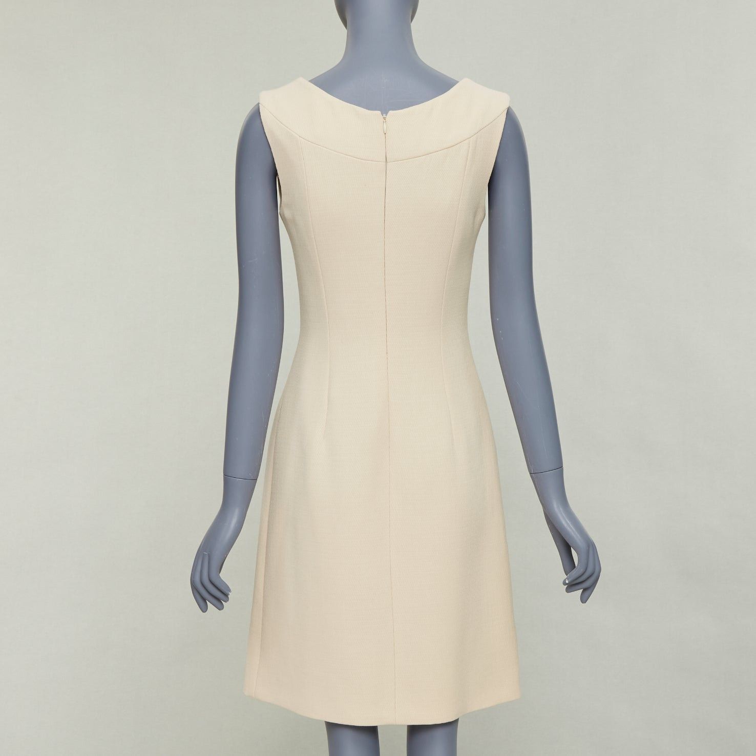 Dolce & Gabbana DOLCE GABBANA 1990s Vintage cream wool twill minimal contour seam dress IT40 M Size S / US 4 / IT 40 - 5 Thumbnail