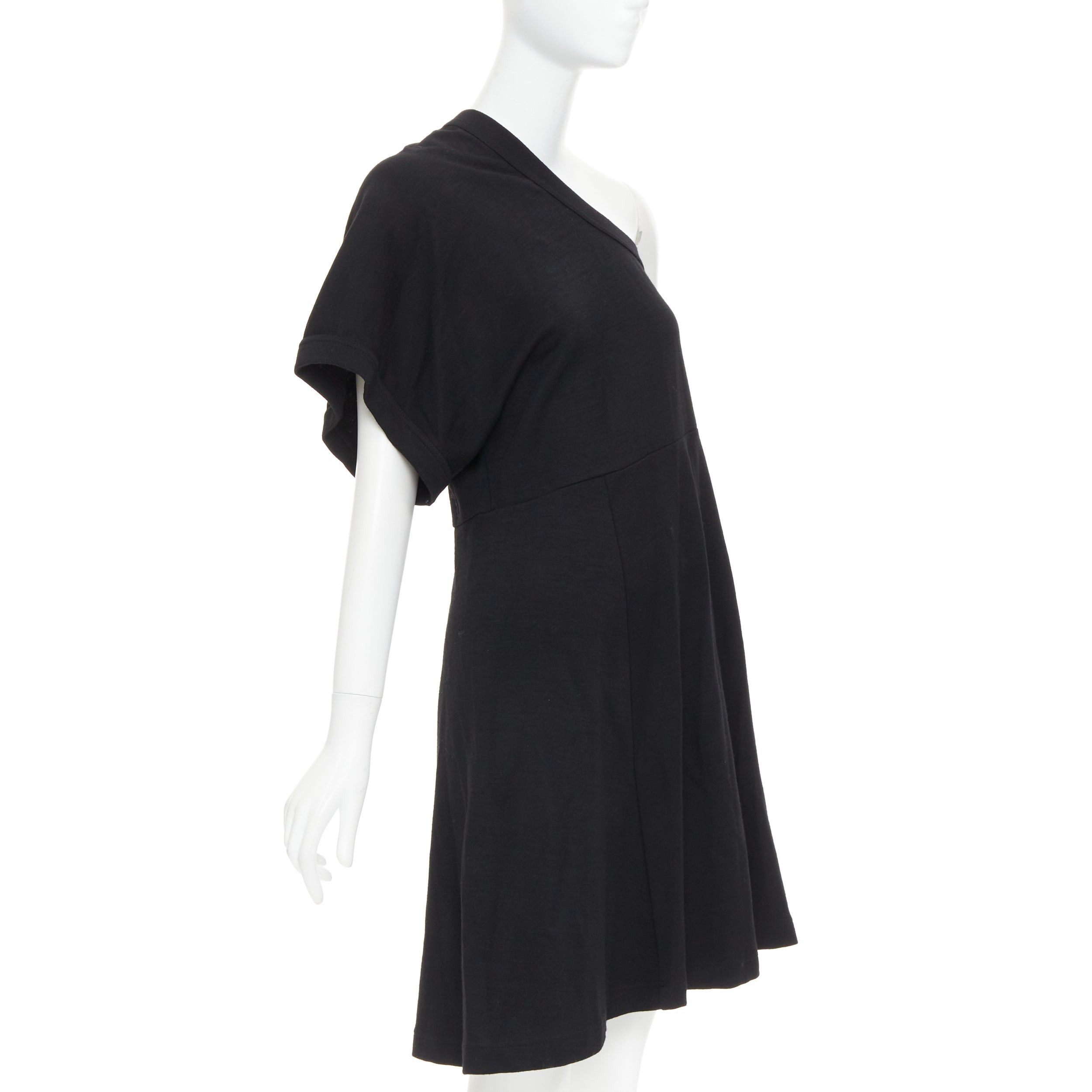 Comme des Garcons COMME DES GARCONS 2014 black 100% wool deconstructed t shirt one shoulder dress S Size S / US 4 / IT 40 - 3 Thumbnail