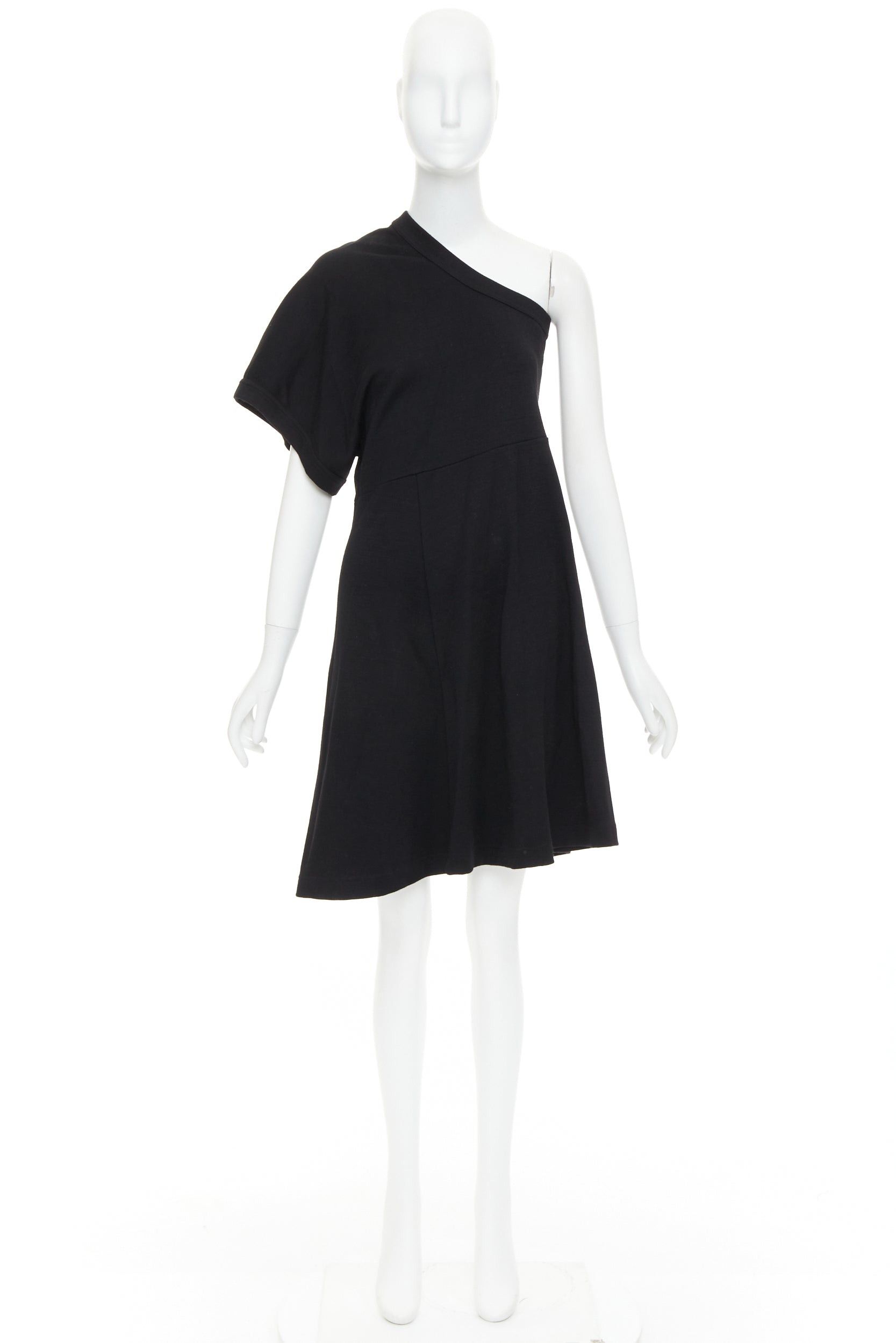 Comme des Garcons COMME DES GARCONS 2014 black 100% wool deconstructed t shirt one shoulder dress S Size S / US 4 / IT 40 - 9 Thumbnail