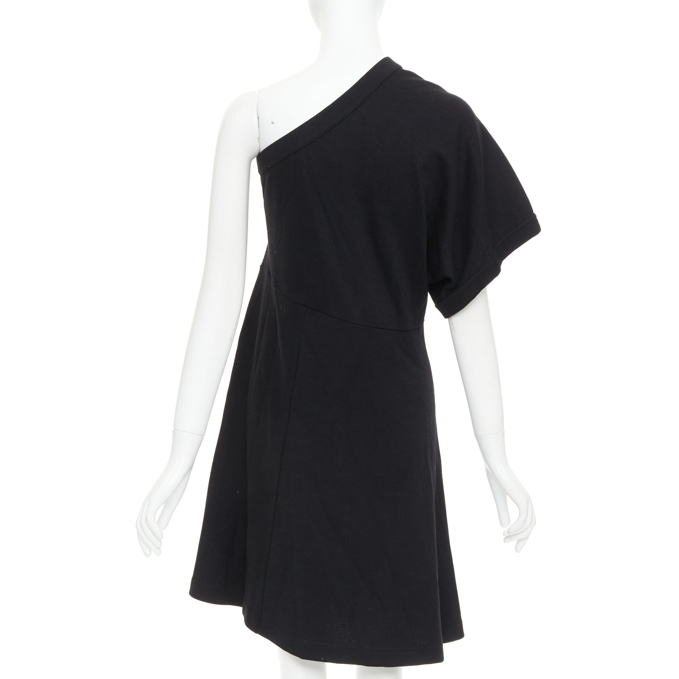 Comme des Garcons COMME DES GARCONS 2014 black 100% wool deconstructed t shirt one shoulder dress S Size S / US 4 / IT 40 - 5 Thumbnail