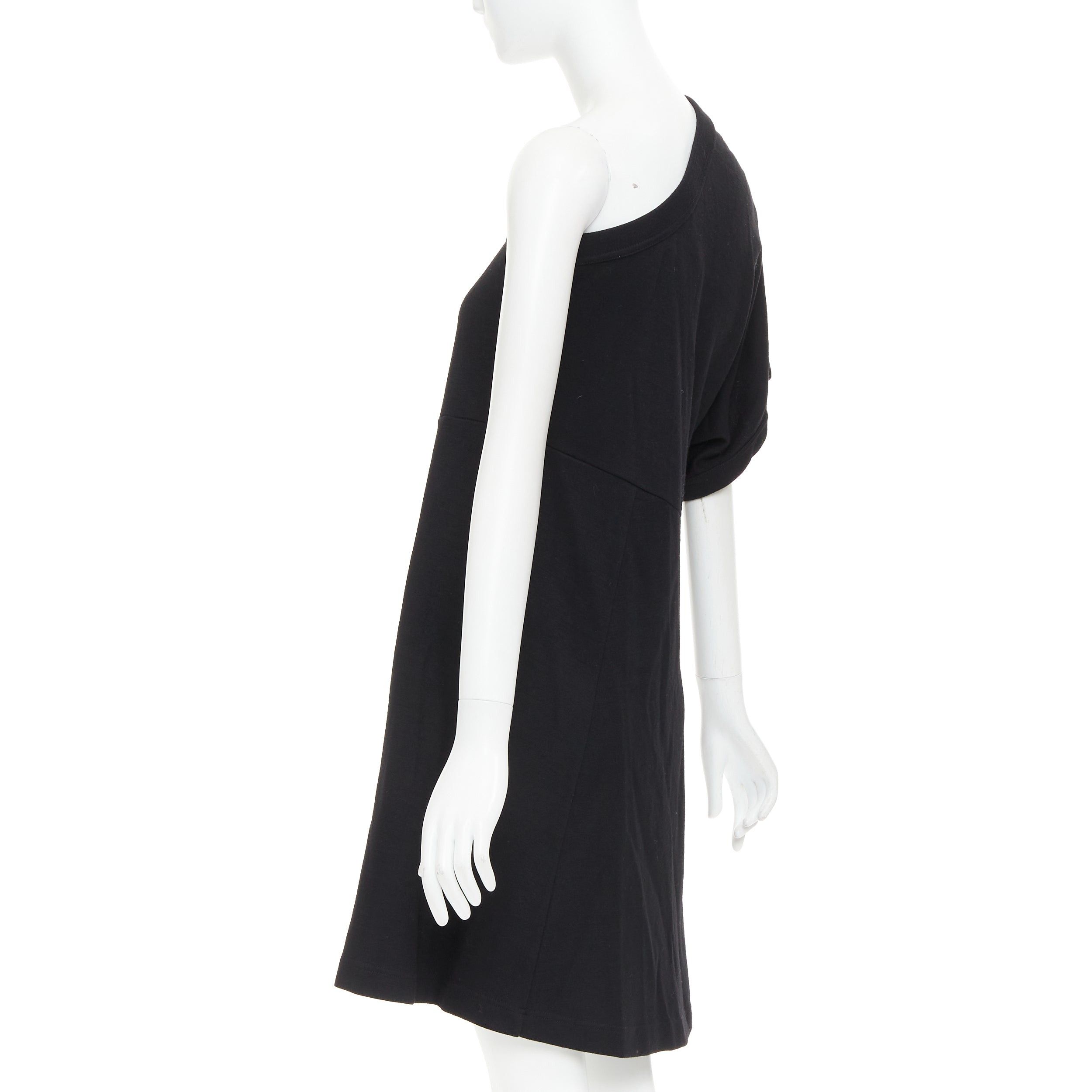 Comme des Garcons COMME DES GARCONS 2014 black 100% wool deconstructed t shirt one shoulder dress S Size S / US 4 / IT 40 - 6 Thumbnail