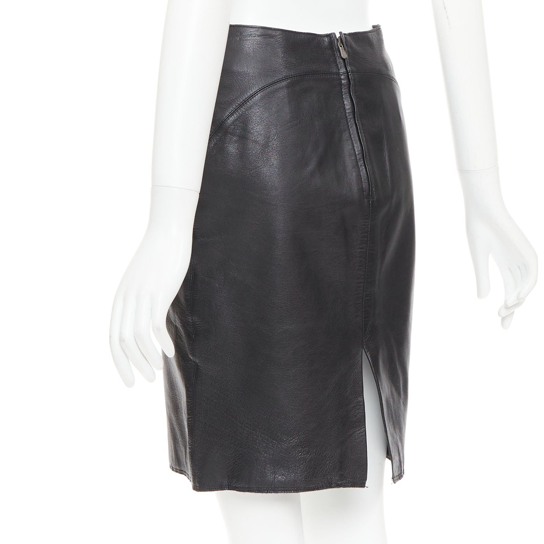 Versace VERSACE SPORT Vintage black leather medusa print pencil skirt IT40 S Size 27" / US 4 / IT 40 - 6 Thumbnail