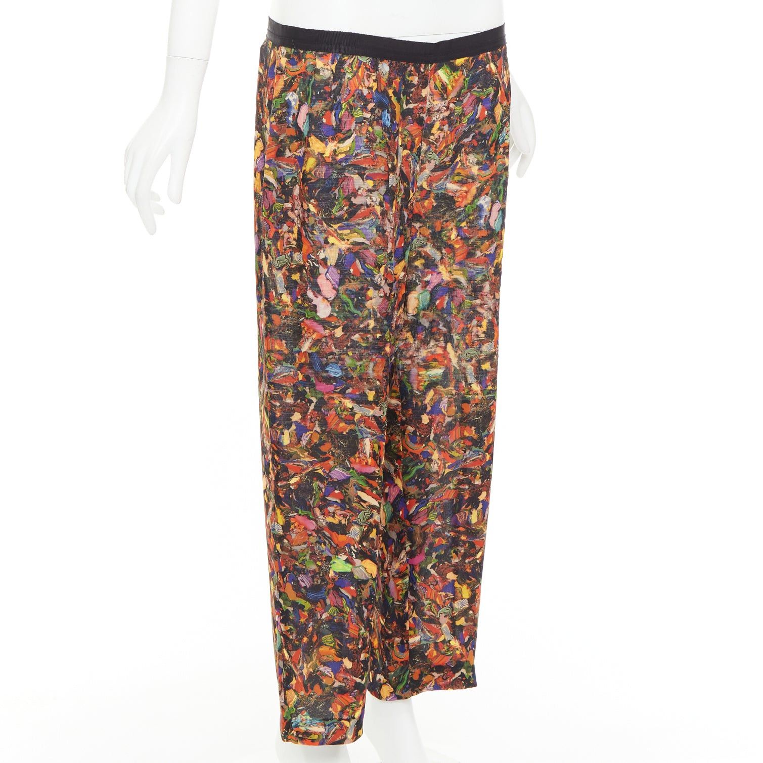 Dries Van Noten DRIES VAN NOTEN 2008 multicolor 100 % silk watercolor print tapered pants FR42 XL Size 32" / US 10 / IT 46 - 3 Thumbnail