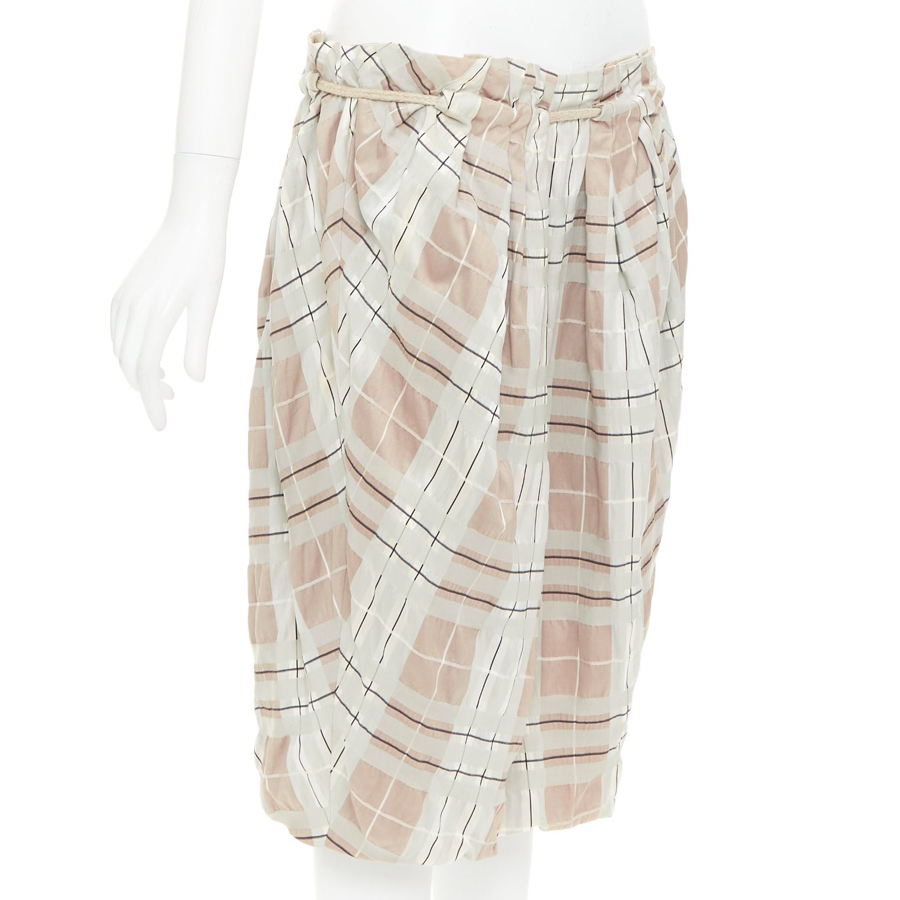 Marni MARNI light green khaki checked rope tie waist drop waist skirt IT38 XS Size 26" / US 2 / IT 38 - 3 Thumbnail