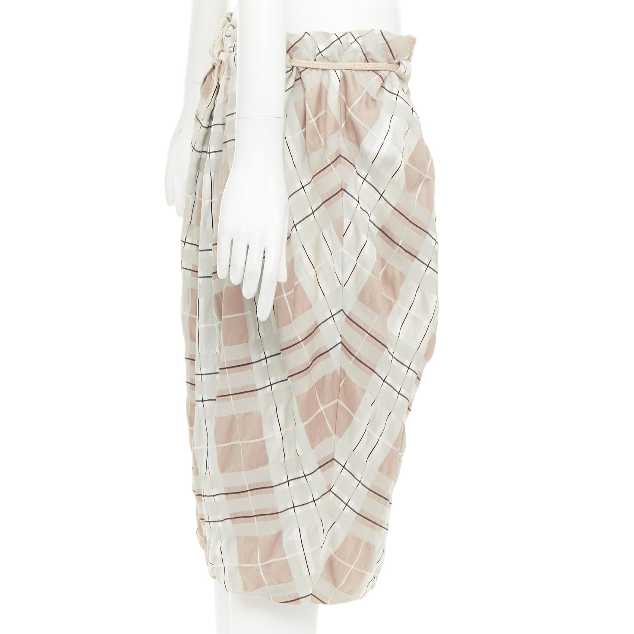 Marni MARNI light green khaki checked rope tie waist drop waist skirt IT38 XS Size 26" / US 2 / IT 38 - 4 Thumbnail