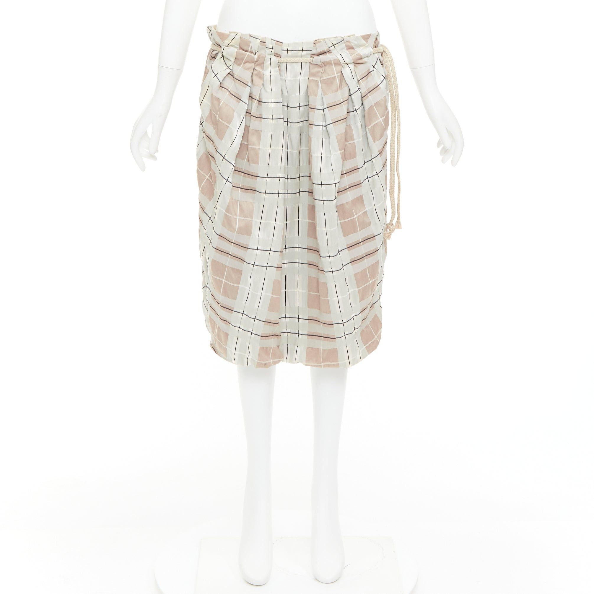 Marni MARNI light green khaki checked rope tie waist drop waist skirt IT38 XS Size 26" / US 2 / IT 38 - 9 Thumbnail