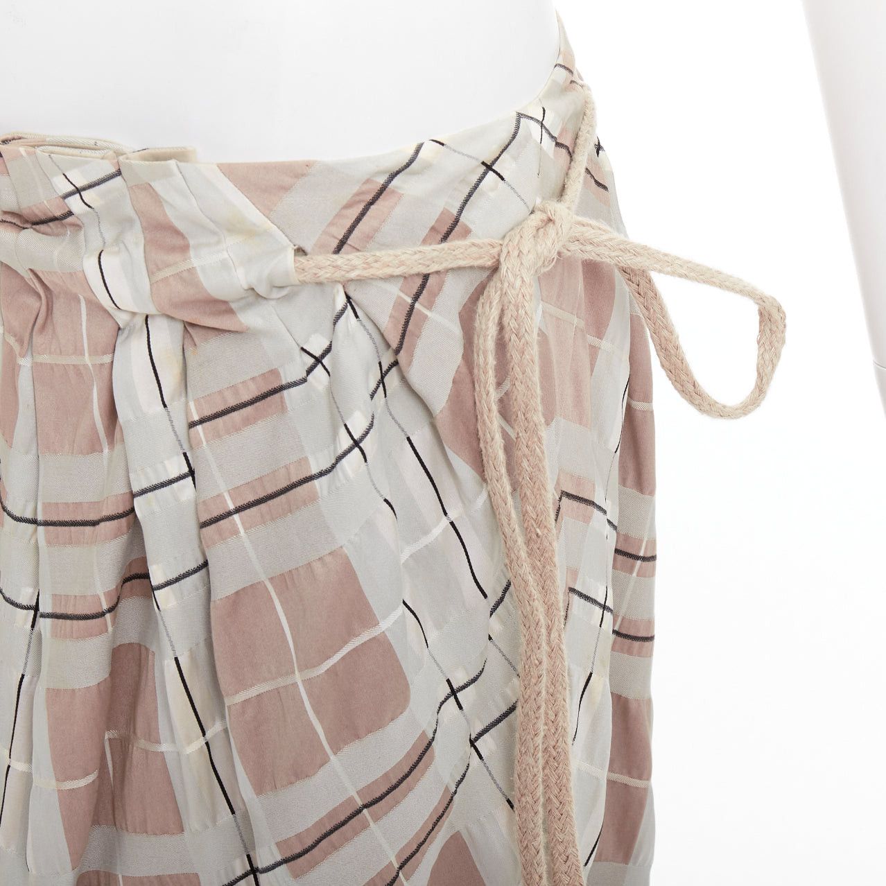 Marni MARNI light green khaki checked rope tie waist drop waist skirt IT38 XS Size 26" / US 2 / IT 38 - 2 Thumbnail