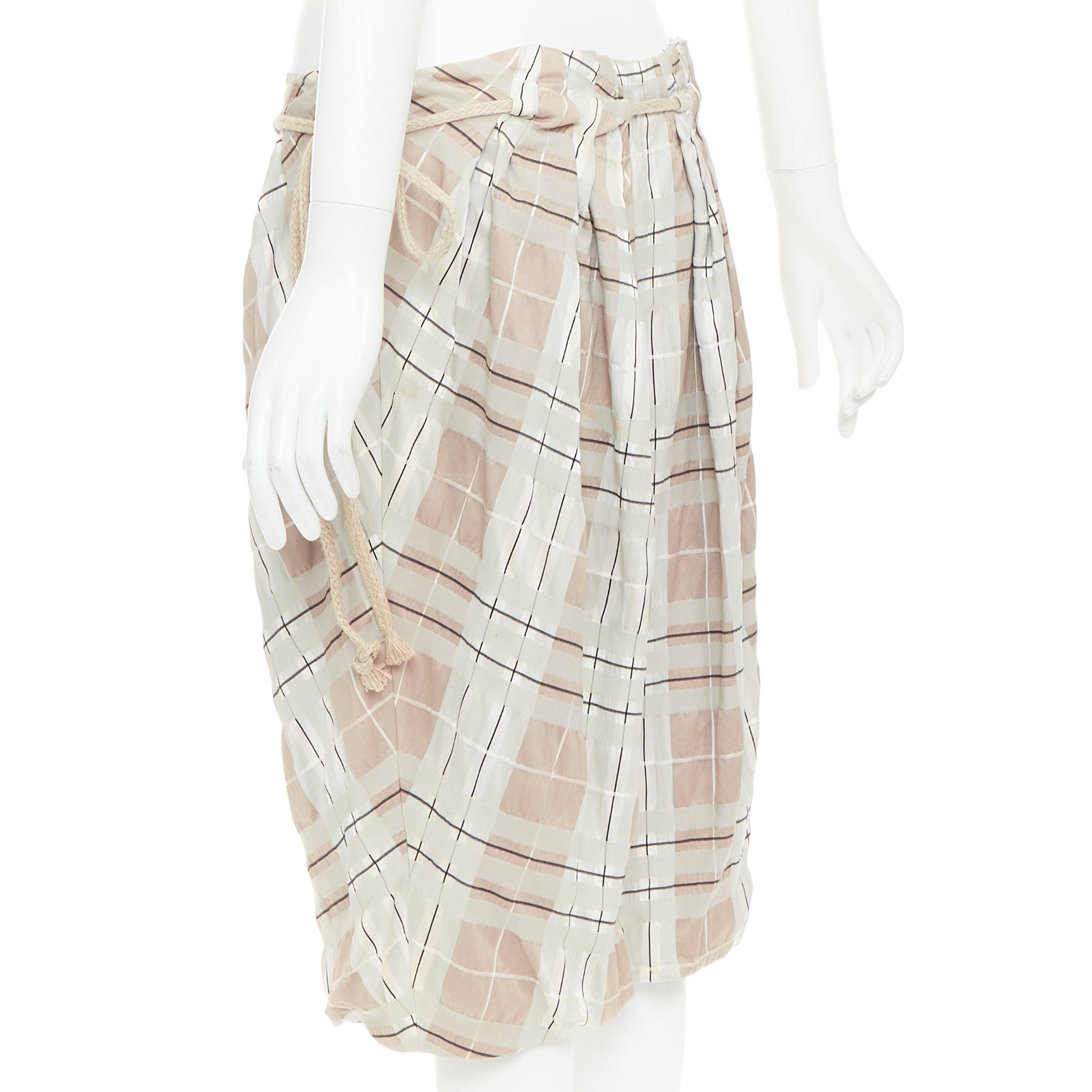 Marni MARNI light green khaki checked rope tie waist drop waist skirt IT38 XS Size 26" / US 2 / IT 38 - 6 Thumbnail