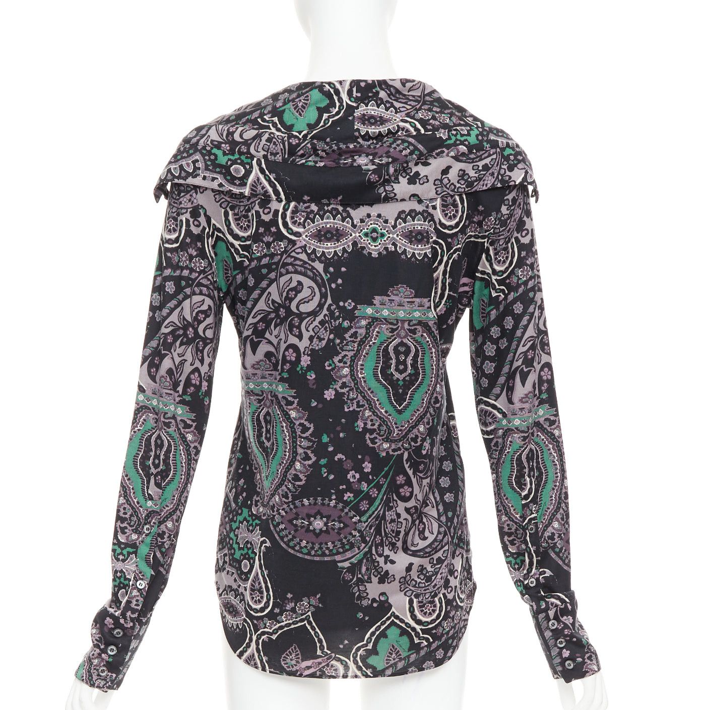 Burberry BURBERRY 100% silk black purple green grey paisley print dress shirt M Size M / US 6-8 / IT 42-44 - 5 Thumbnail