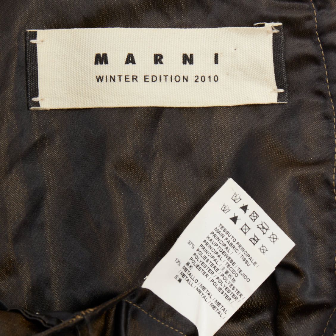 Marni MARNI 2010 metallic gold coated black piped boxy half sleeved cropped top IT40 S Size S / US 4 / IT 40 - 8 Thumbnail