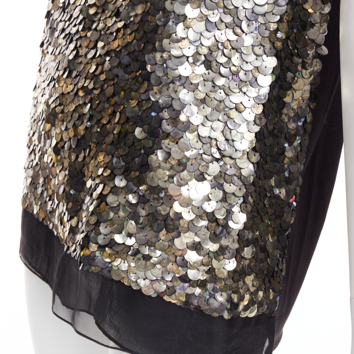 Givenchy GIVENCHY black sheer silk lined iridescent sequinned illusion top L Size M / US 6-8 / IT 42-44 - 2 Thumbnail