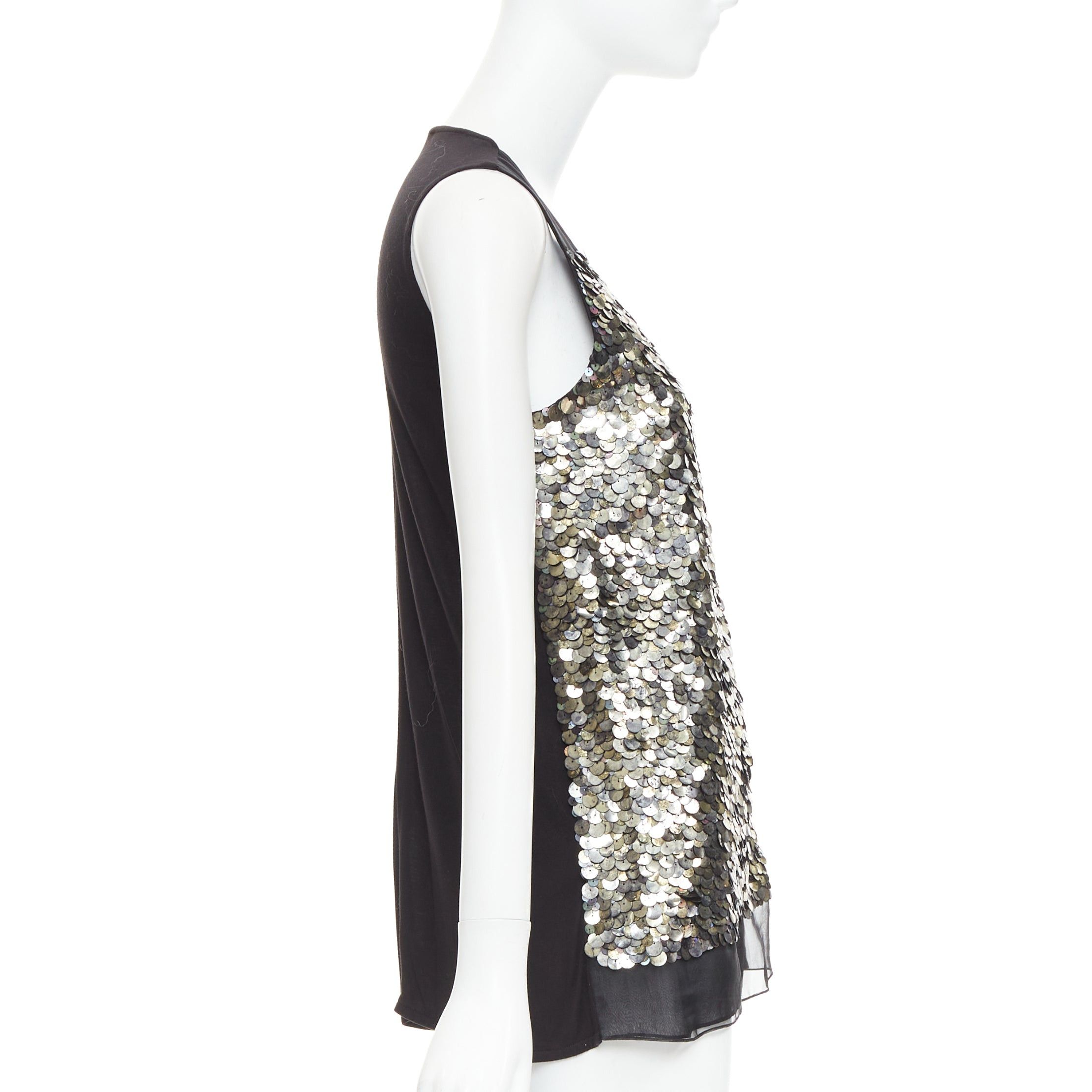Givenchy GIVENCHY black sheer silk lined iridescent sequinned illusion top L Size M / US 6-8 / IT 42-44 - 4 Thumbnail
