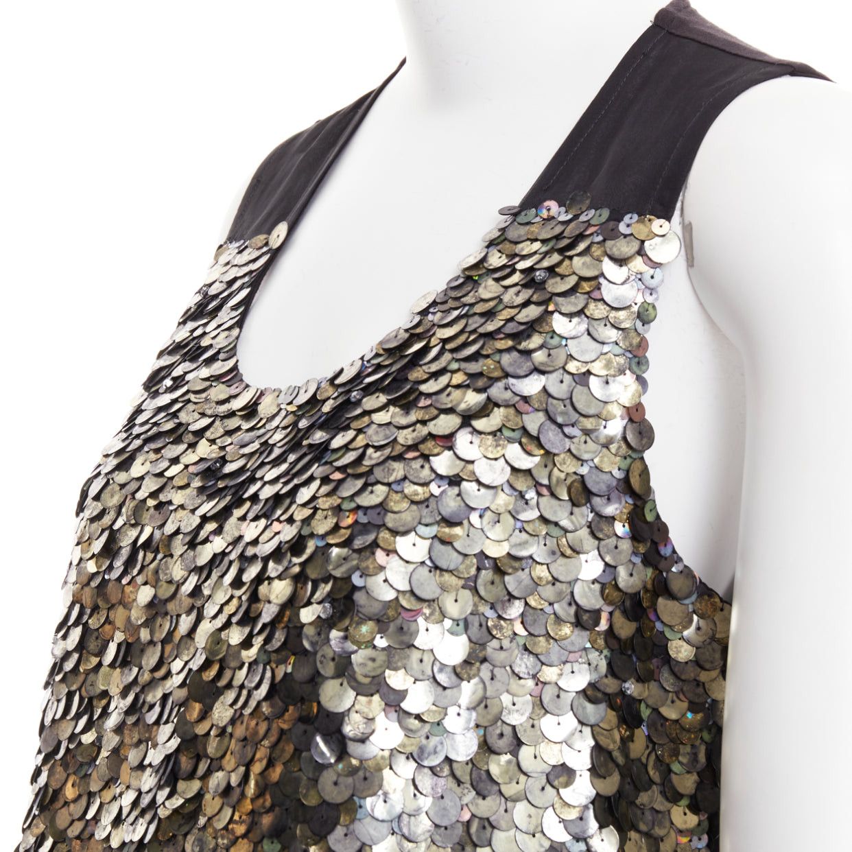 Givenchy GIVENCHY black sheer silk lined iridescent sequinned illusion top L Size M / US 6-8 / IT 42-44 - 8 Thumbnail