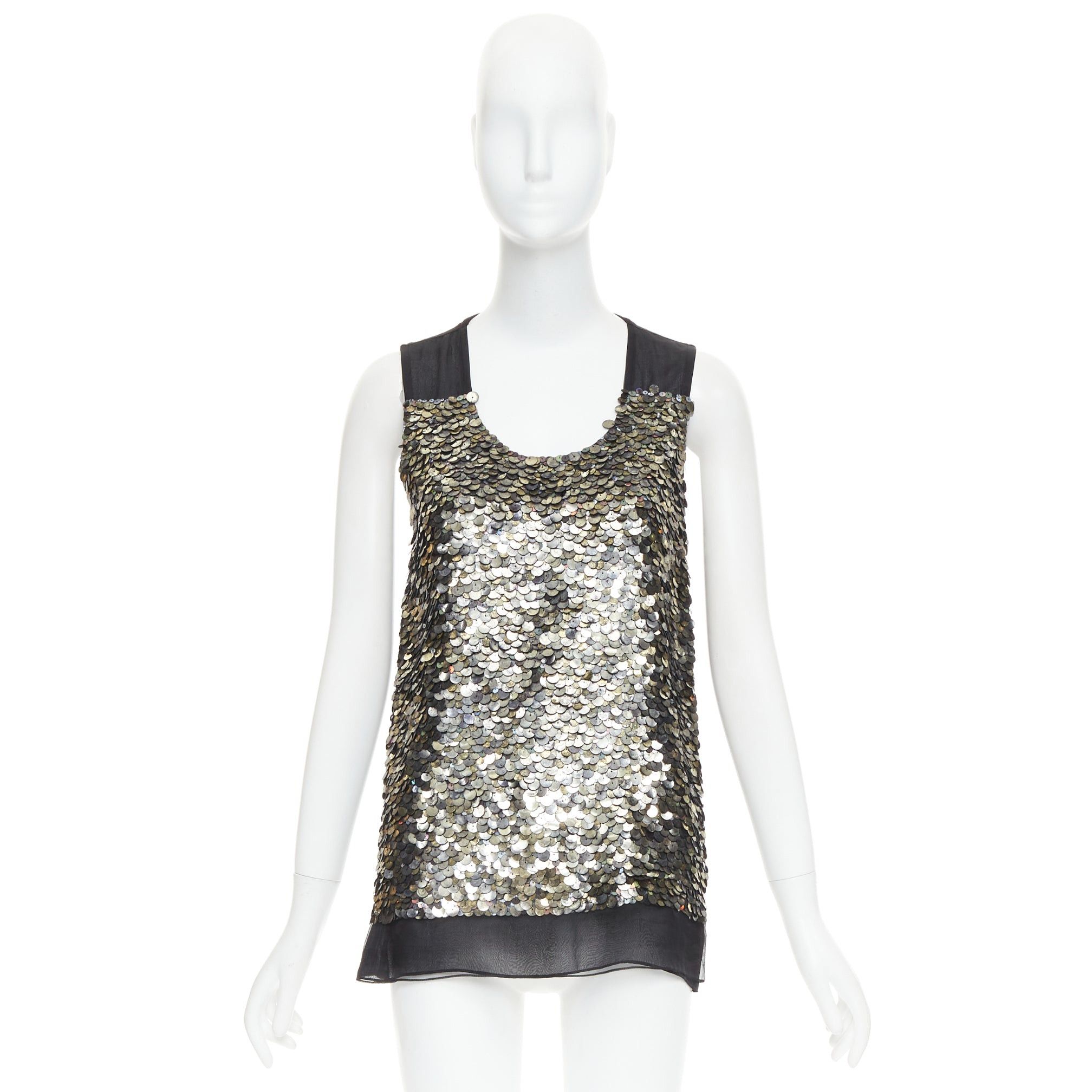 Givenchy GIVENCHY black sheer silk lined iridescent sequinned illusion top L Size M / US 6-8 / IT 42-44 - 10 Thumbnail