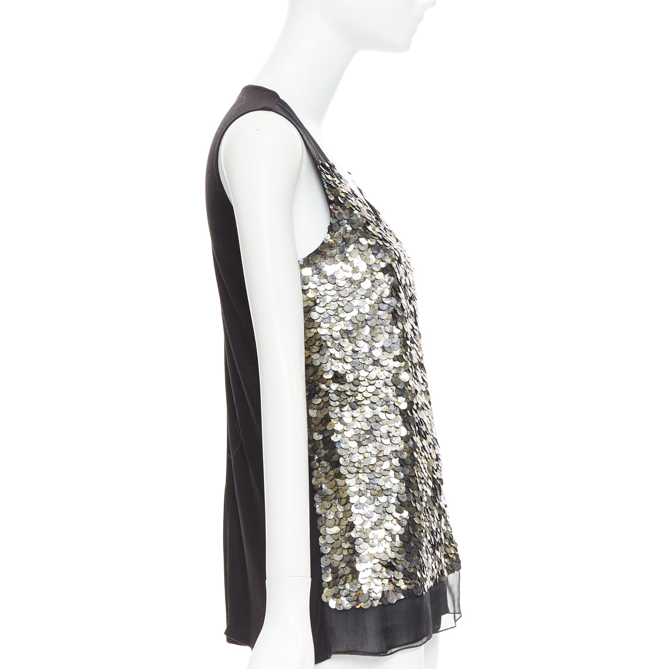Givenchy GIVENCHY black sheer silk lined iridescent sequinned illusion top L Size M / US 6-8 / IT 42-44 - 6 Thumbnail