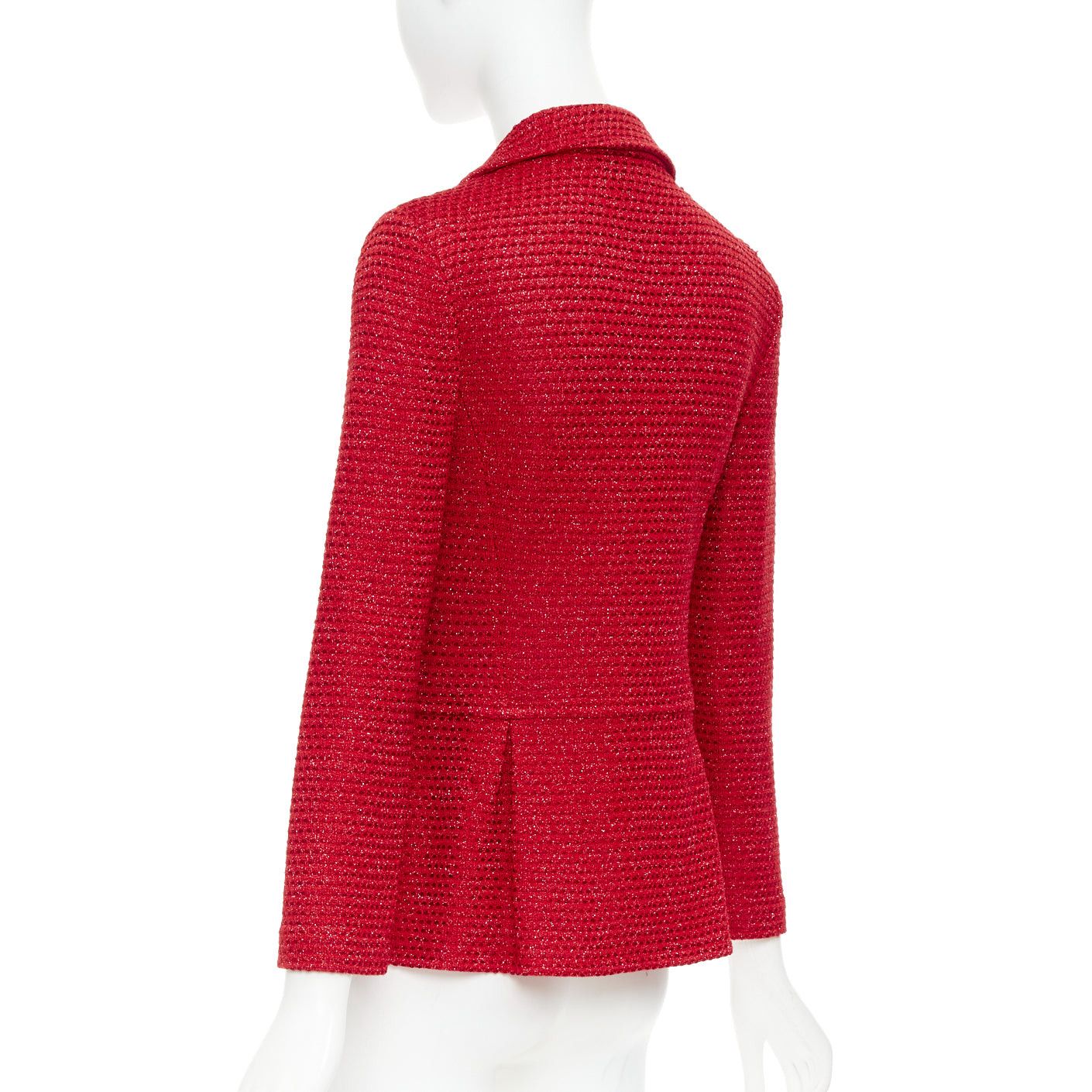 Other ST JOHN COUTURE red metallic tweed knit crystal buttons peplum blazer US6 M Size M / US 6-8 / IT 42-44 - 7 Thumbnail