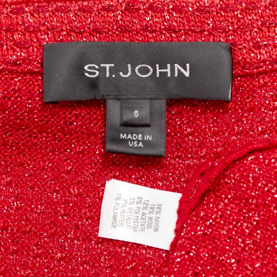 Other ST JOHN COUTURE red metallic tweed knit crystal buttons peplum blazer US6 M Size M / US 6-8 / IT 42-44 - 9 Thumbnail