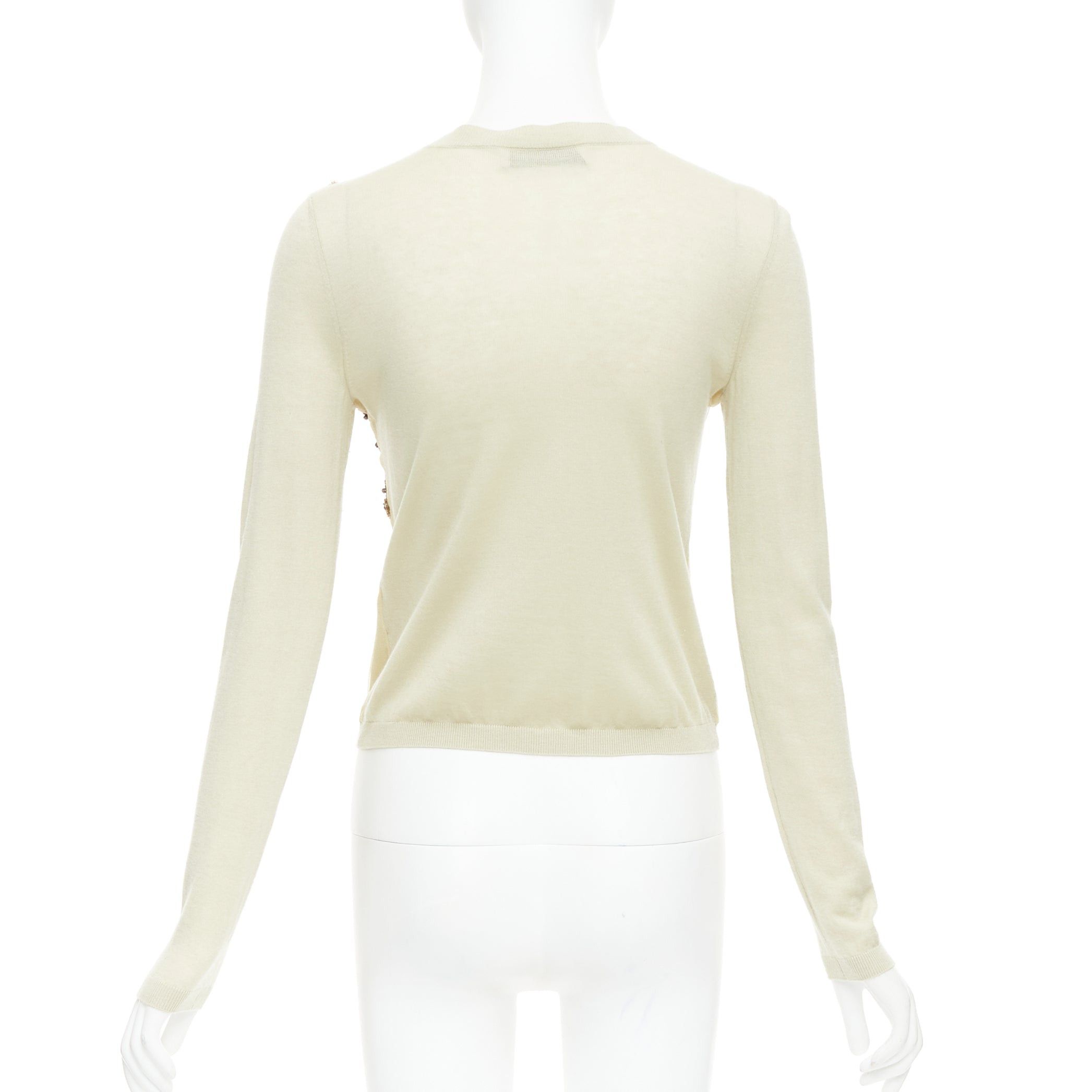 Valentino VALENTINO beige cashmere silk bead embellished crop cardigan M Size M / US 6-8 / IT 42-44 - 6 Thumbnail