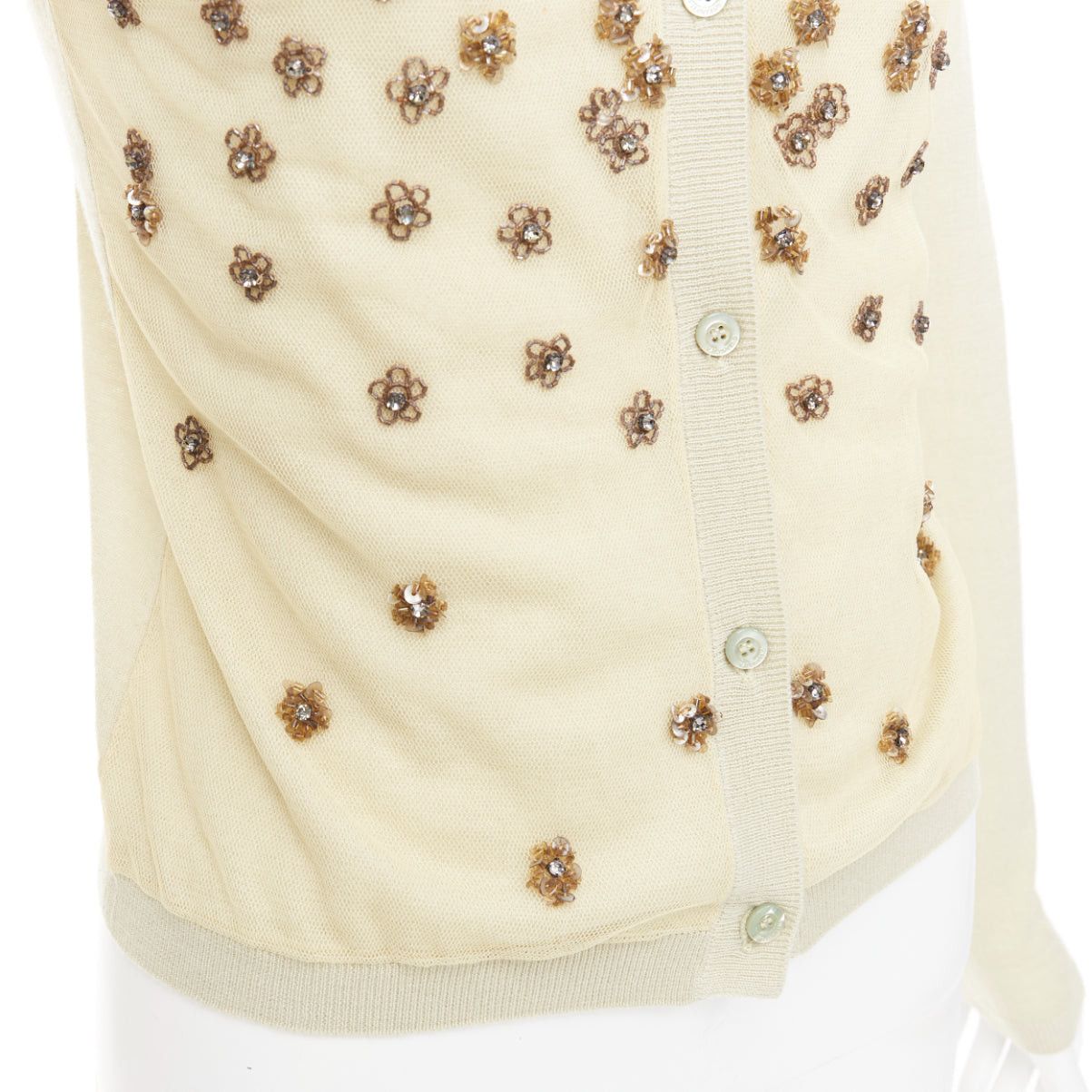 Valentino VALENTINO beige cashmere silk bead embellished crop cardigan M Size M / US 6-8 / IT 42-44 - 8 Thumbnail