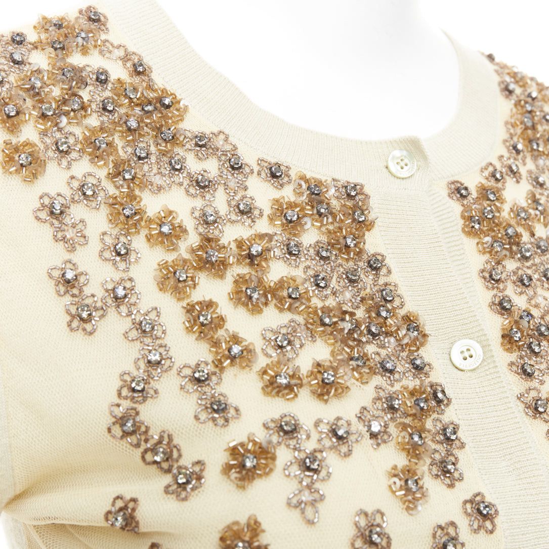 Valentino VALENTINO beige cashmere silk bead embellished crop cardigan M Size M / US 6-8 / IT 42-44 - 2 Thumbnail