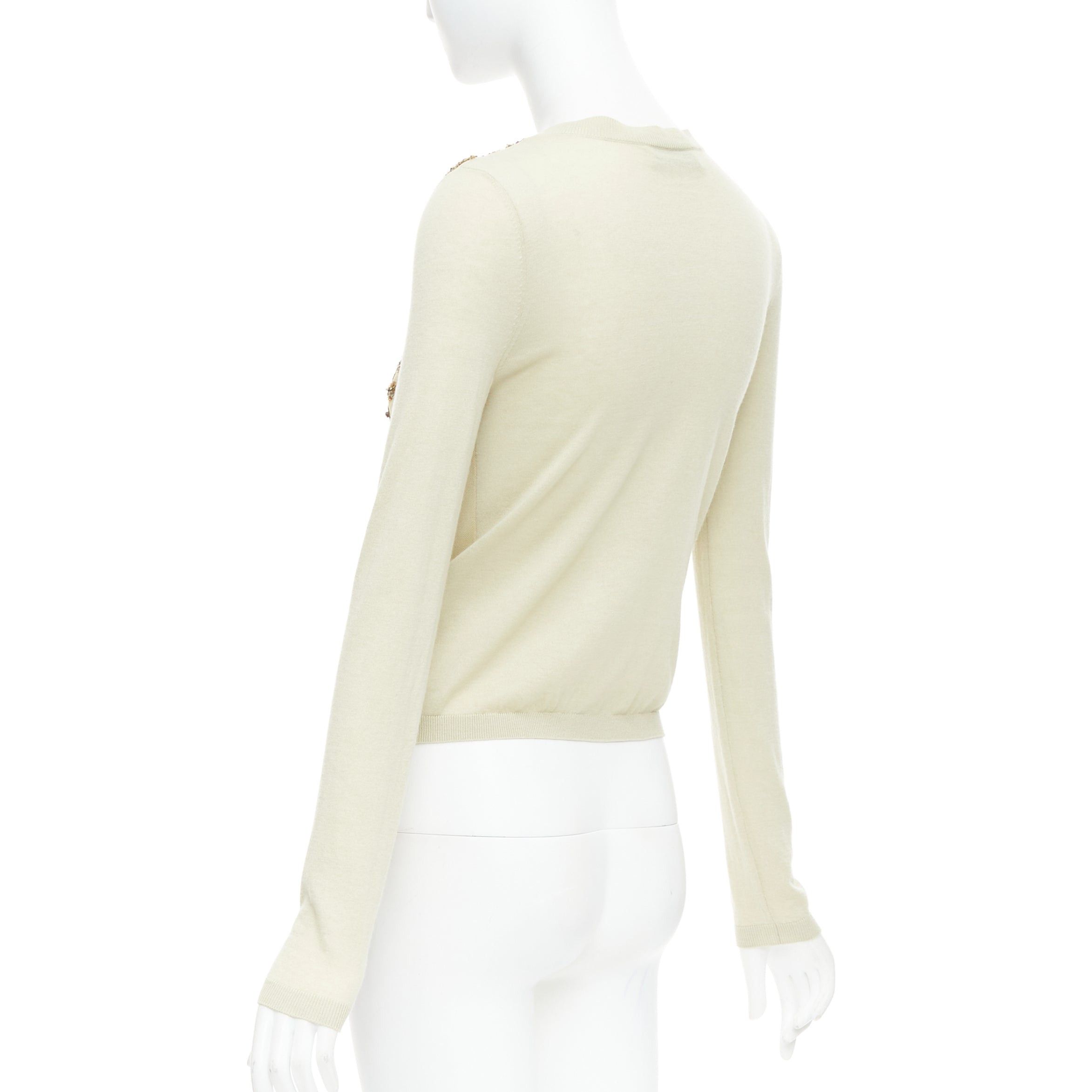 Valentino VALENTINO beige cashmere silk bead embellished crop cardigan M Size M / US 6-8 / IT 42-44 - 7 Thumbnail