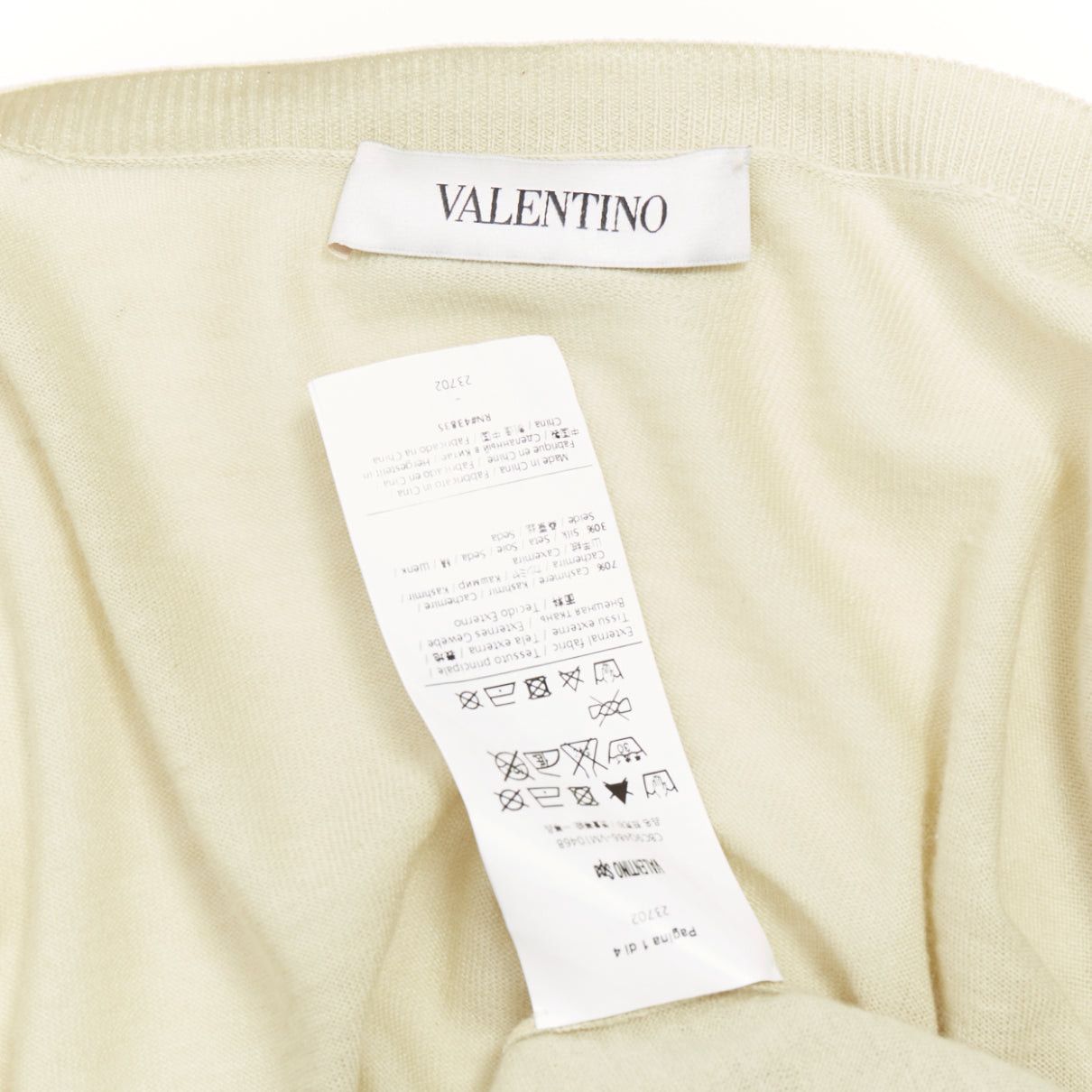 Valentino VALENTINO beige cashmere silk bead embellished crop cardigan M Size M / US 6-8 / IT 42-44 - 9 Thumbnail