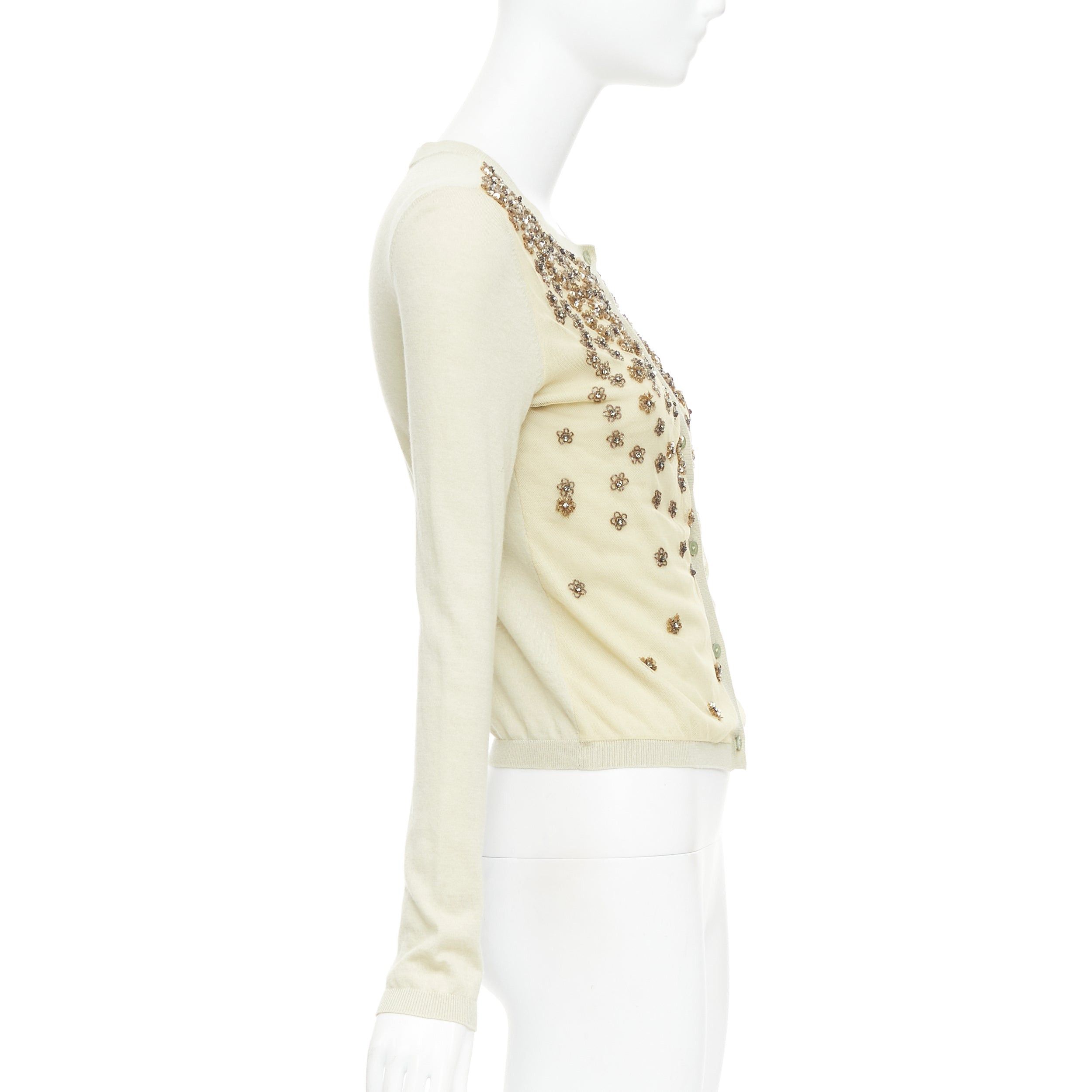 Valentino VALENTINO beige cashmere silk bead embellished crop cardigan M Size M / US 6-8 / IT 42-44 - 5 Thumbnail