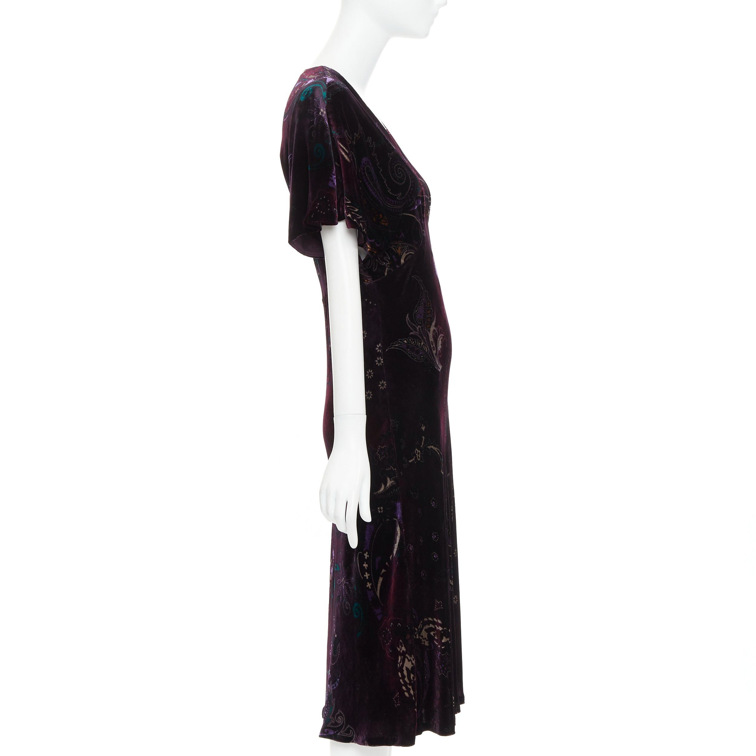 Ralph Lauren RALPH LAUREN Black Label Vintage dark purple velvet paisley floral print dress US8 L Size M / US 6-8 / IT 42-44 - 4 Thumbnail