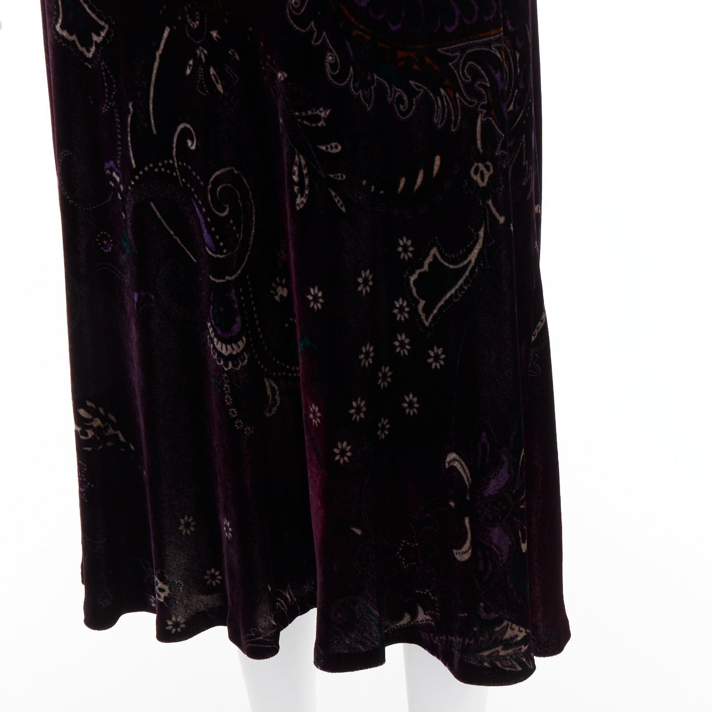 Ralph Lauren RALPH LAUREN Black Label Vintage dark purple velvet paisley floral print dress US8 L Size M / US 6-8 / IT 42-44 - 7 Thumbnail