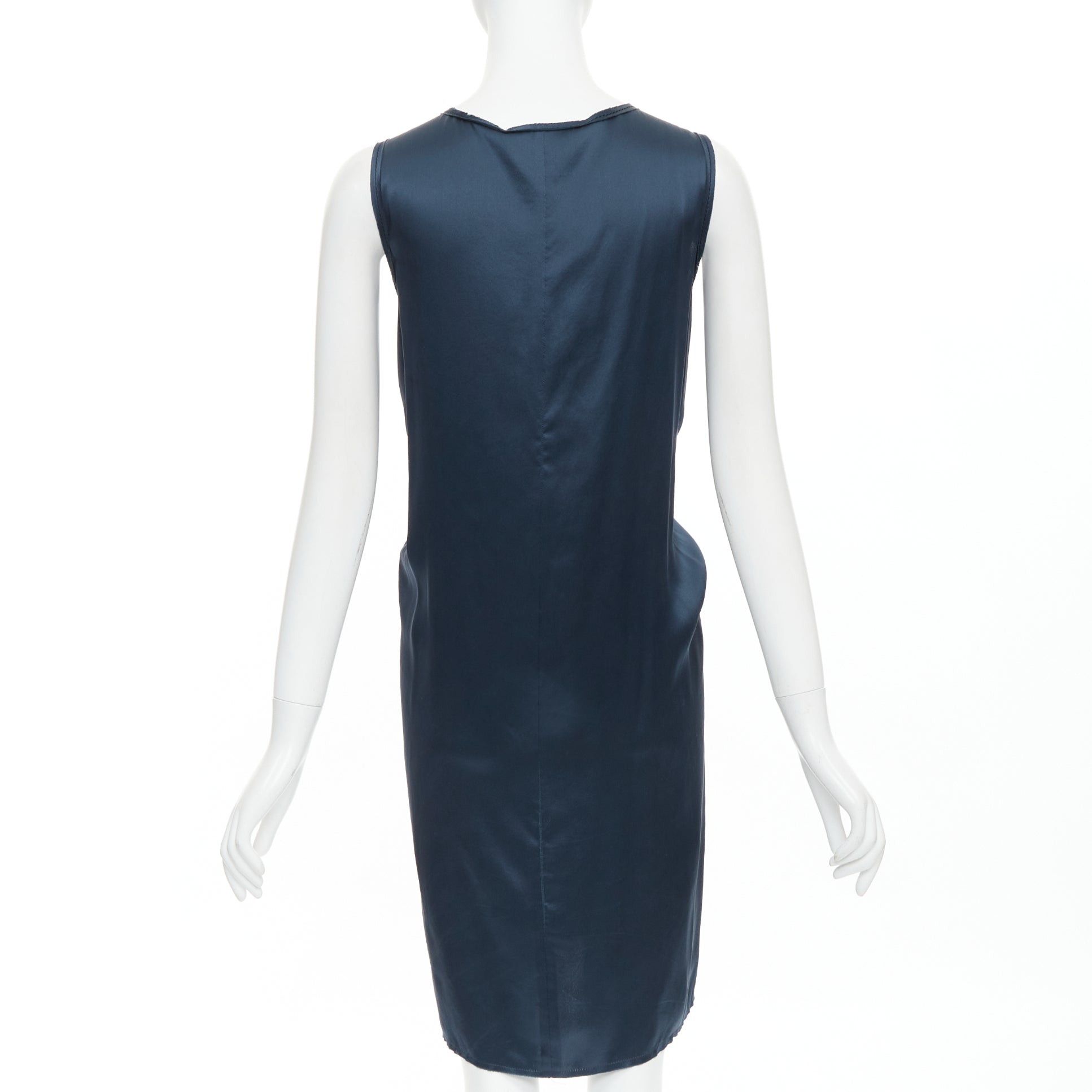 Lanvin LANVIN 2007 Alber Elbaz midnight blue silk gathered ruched draped dress FR38 M Size M / US 6-8 / IT 42-44 - 5 Thumbnail