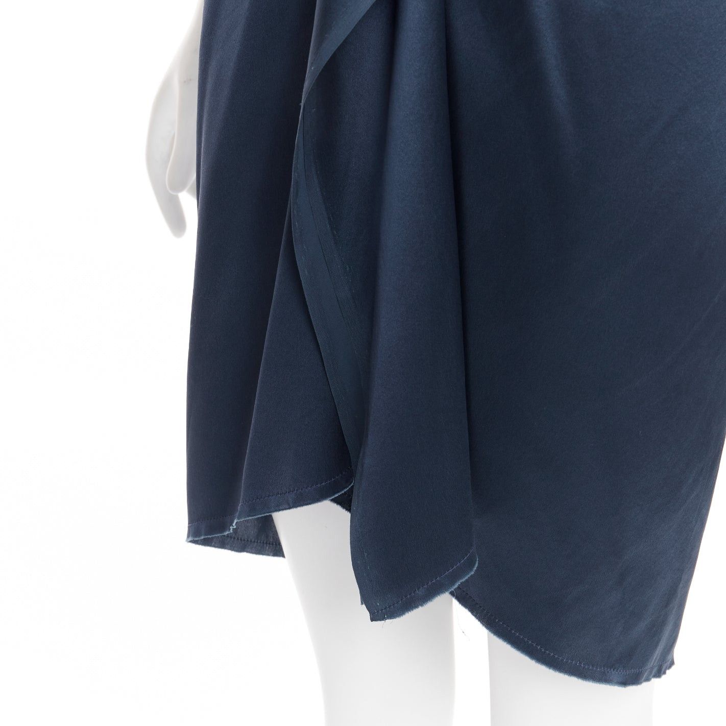 Lanvin LANVIN 2007 Alber Elbaz midnight blue silk gathered ruched draped dress FR38 M Size M / US 6-8 / IT 42-44 - 7 Thumbnail