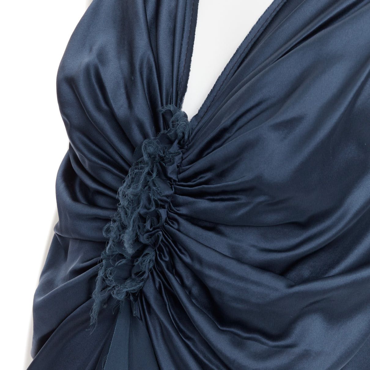 Lanvin LANVIN 2007 Alber Elbaz midnight blue silk gathered ruched draped dress FR38 M Size M / US 6-8 / IT 42-44 - 2 Thumbnail