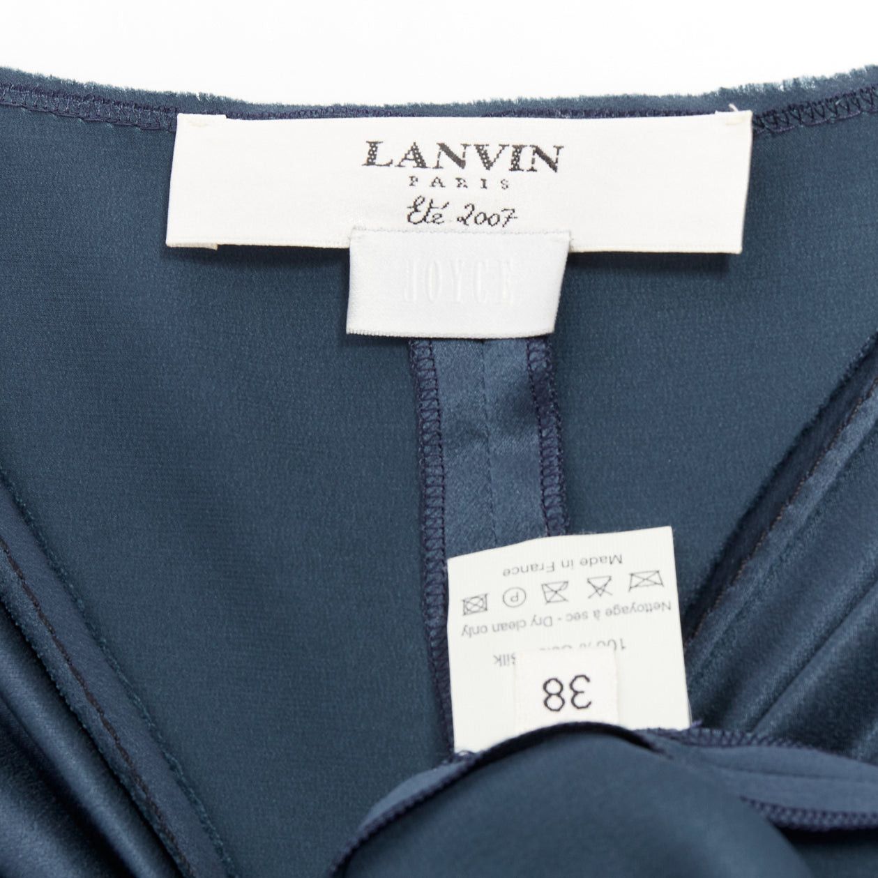 Lanvin LANVIN 2007 Alber Elbaz midnight blue silk gathered ruched draped dress FR38 M Size M / US 6-8 / IT 42-44 - 9 Thumbnail
