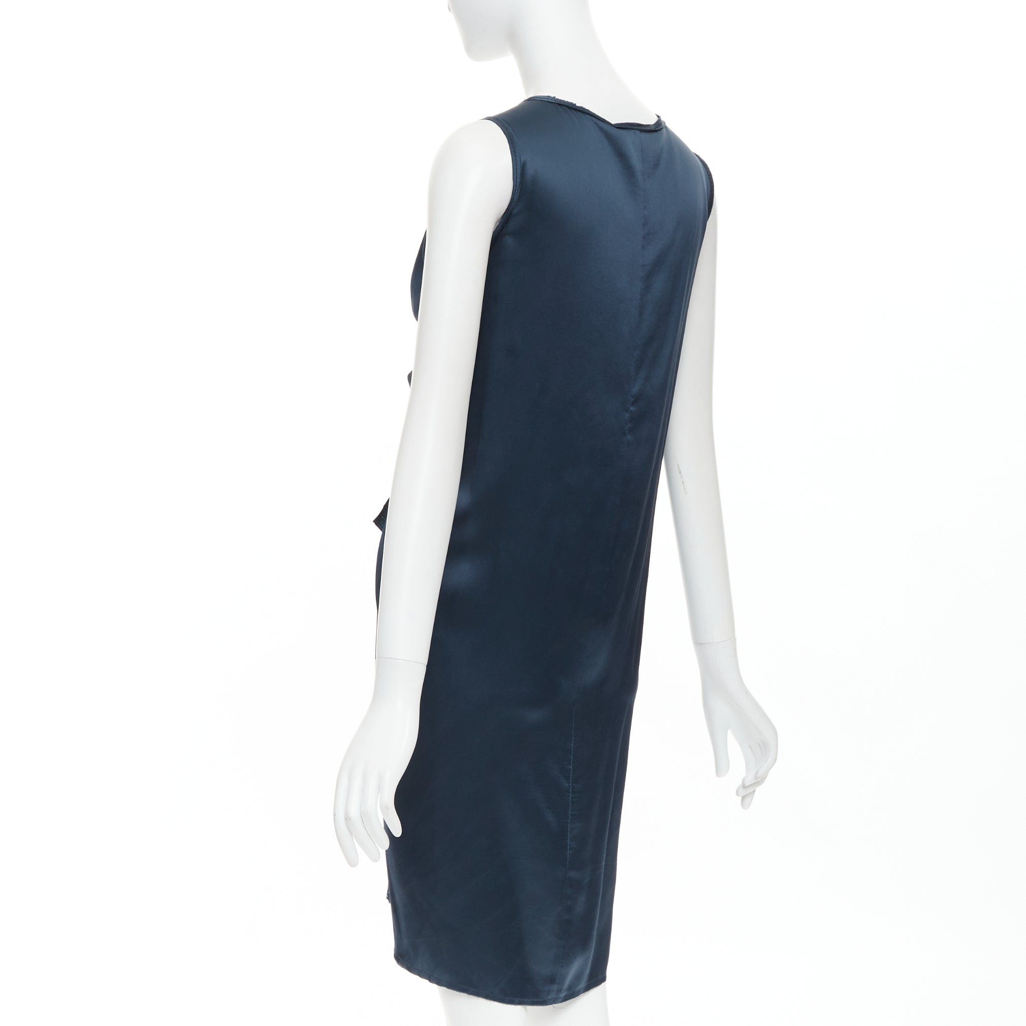 Lanvin LANVIN 2007 Alber Elbaz midnight blue silk gathered ruched draped dress FR38 M Size M / US 6-8 / IT 42-44 - 6 Thumbnail